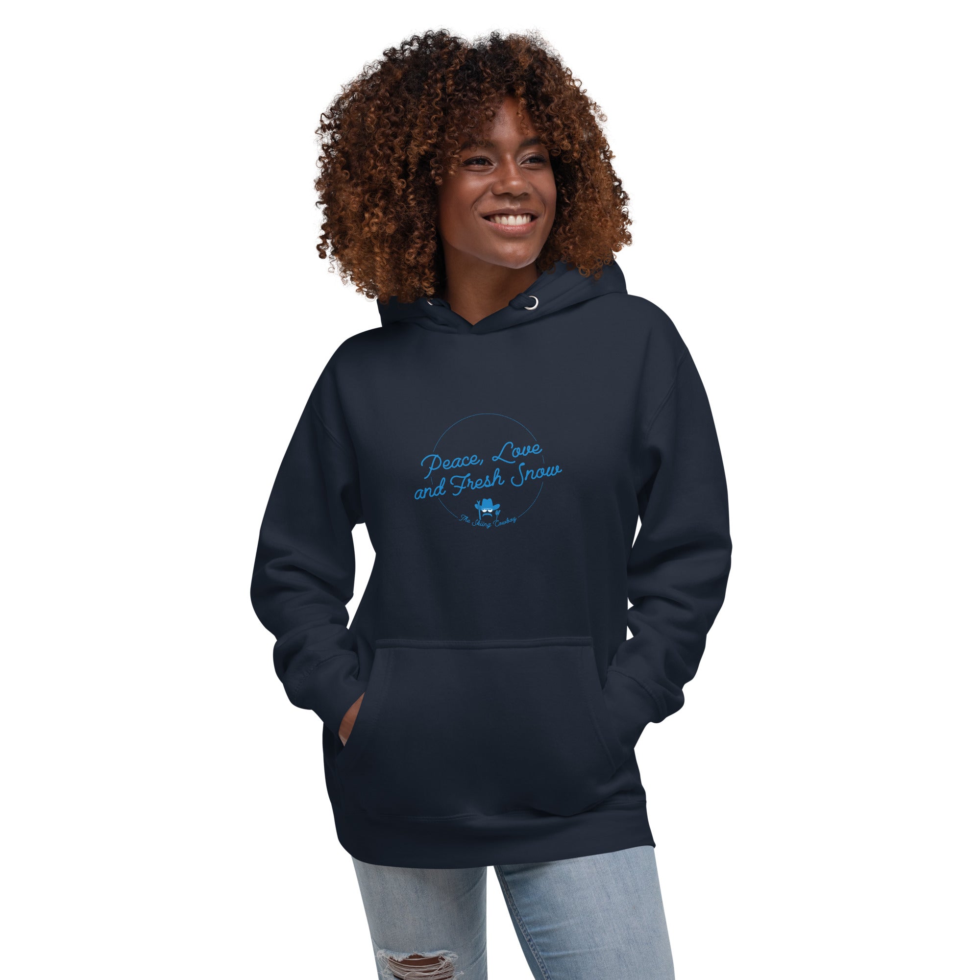 Unisex Cotton Hoodie Peace, Love and Fresh Snow