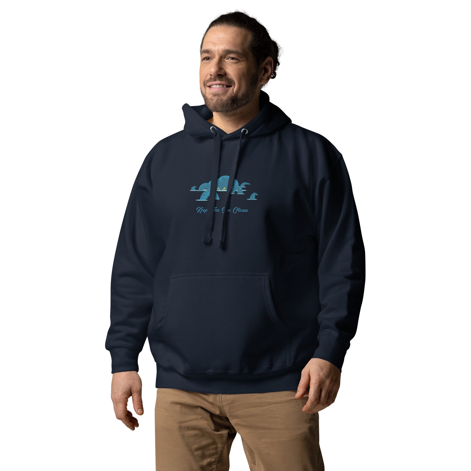 Unisex Cotton Hoodie Octopus Blue on dark colors