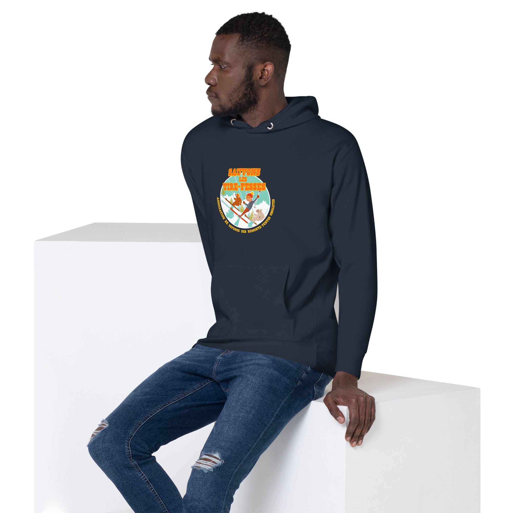 Unisex Cotton Hoodie Sauvons les Tires-fesses (front & back)