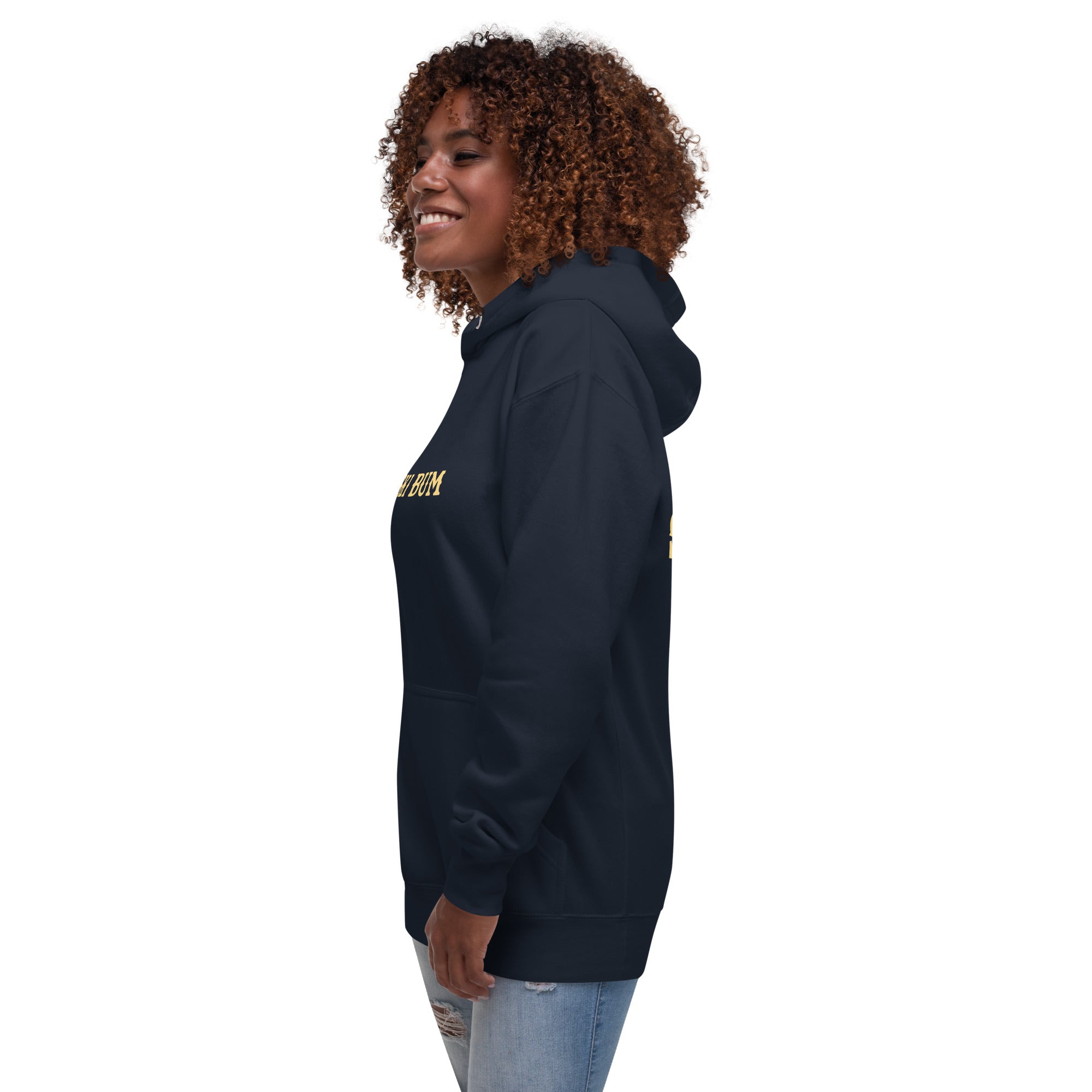 Unisex Cotton Hoodie Ski Bum light text (front & back)