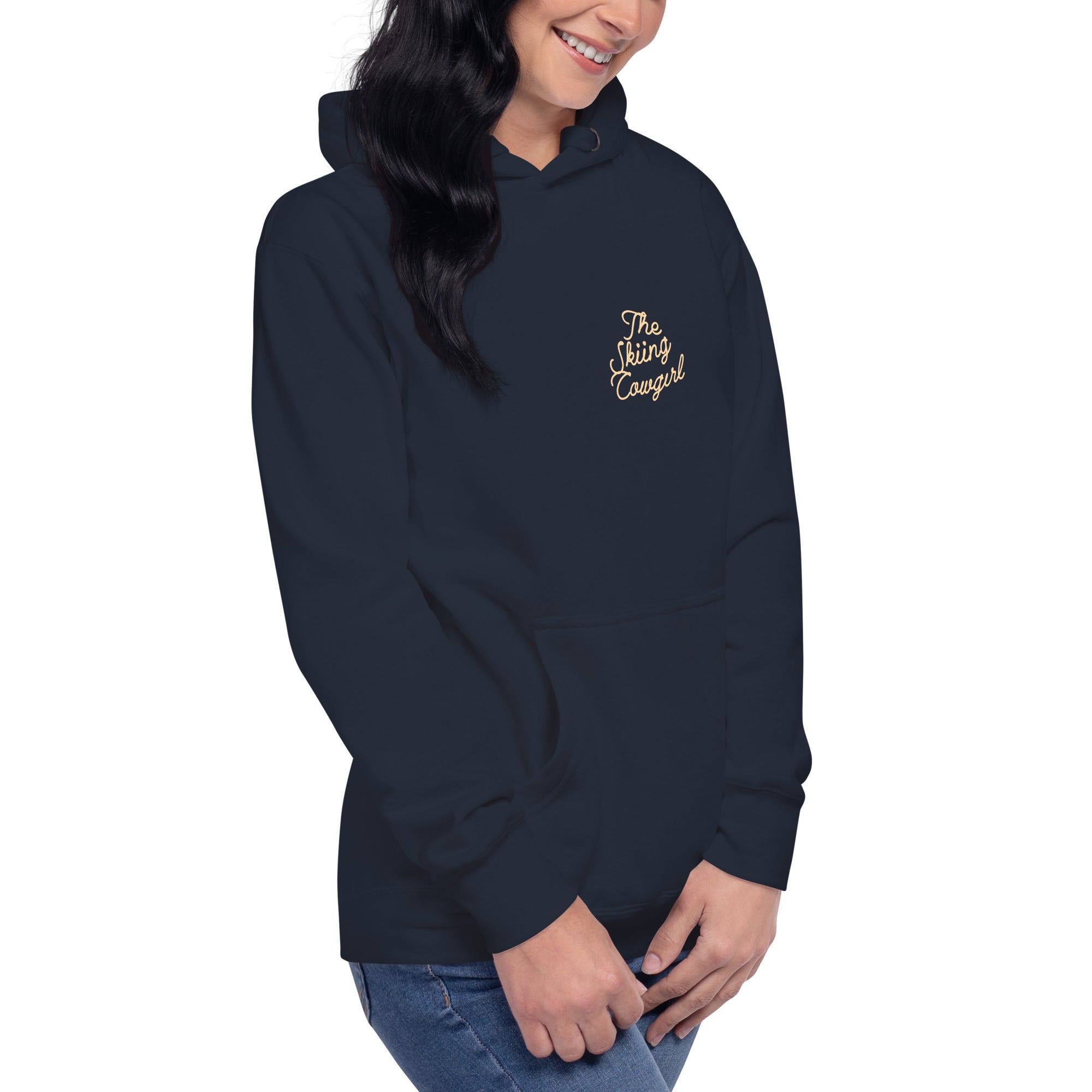 Unisex Cotton Hoodie The Skiing Cowgirl (front & back)