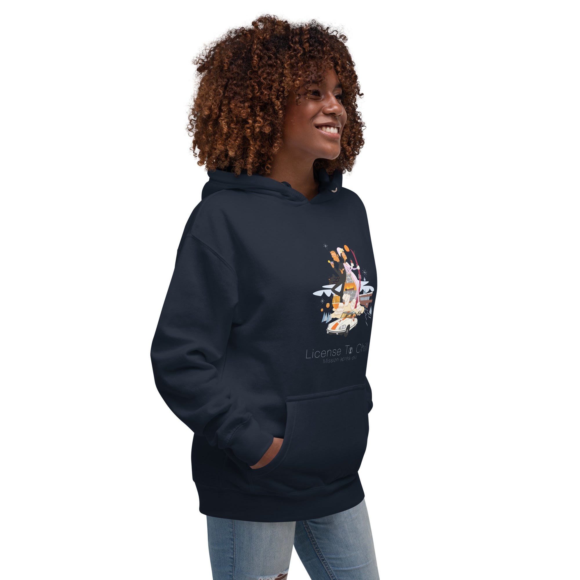 Unisex Cotton Hoodie License To Chill Mission Après-Ski (front & back)