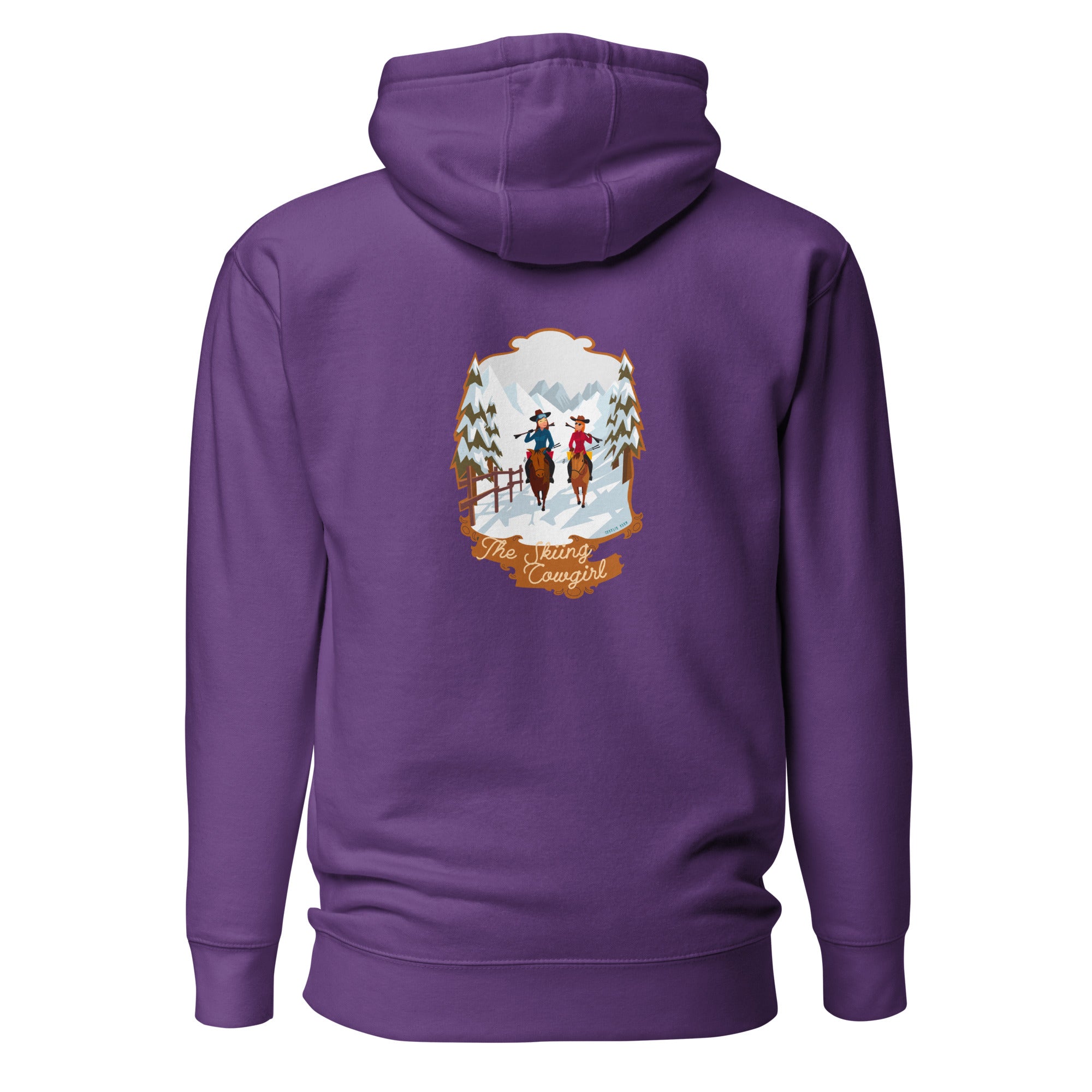 Unisex Cotton Hoodie The Skiing Cowgirl (front & back)