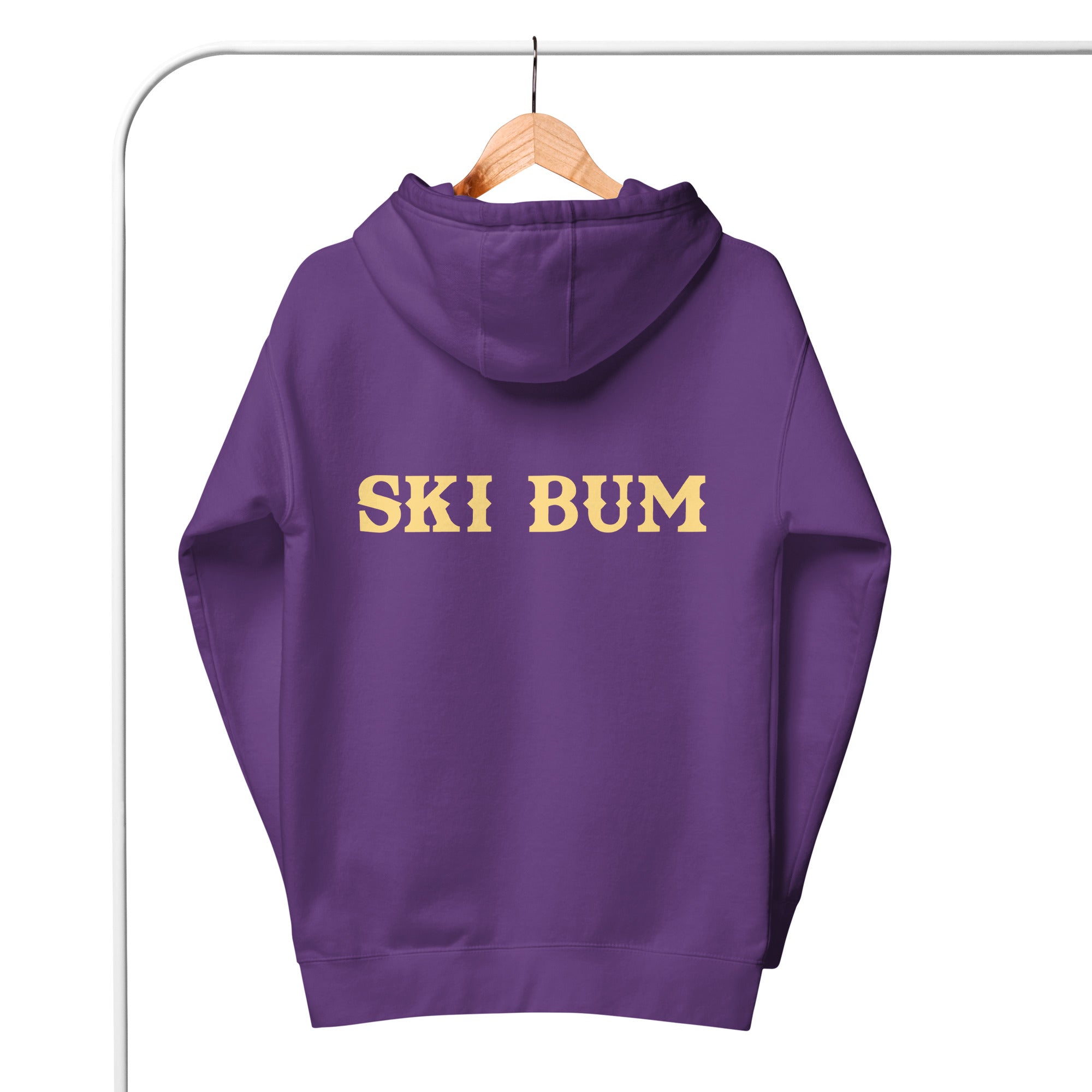 Unisex Cotton Hoodie Ski Bum light text (front & back)