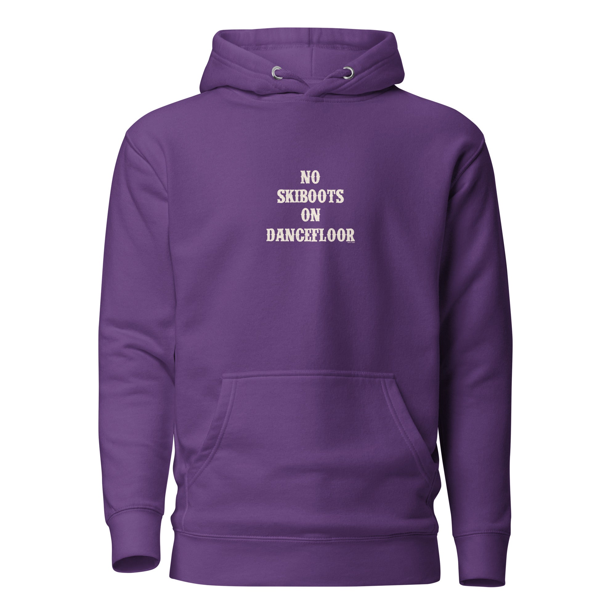 Unisex Cotton Hoodie No Skiboots on Dancefloor on dark colors