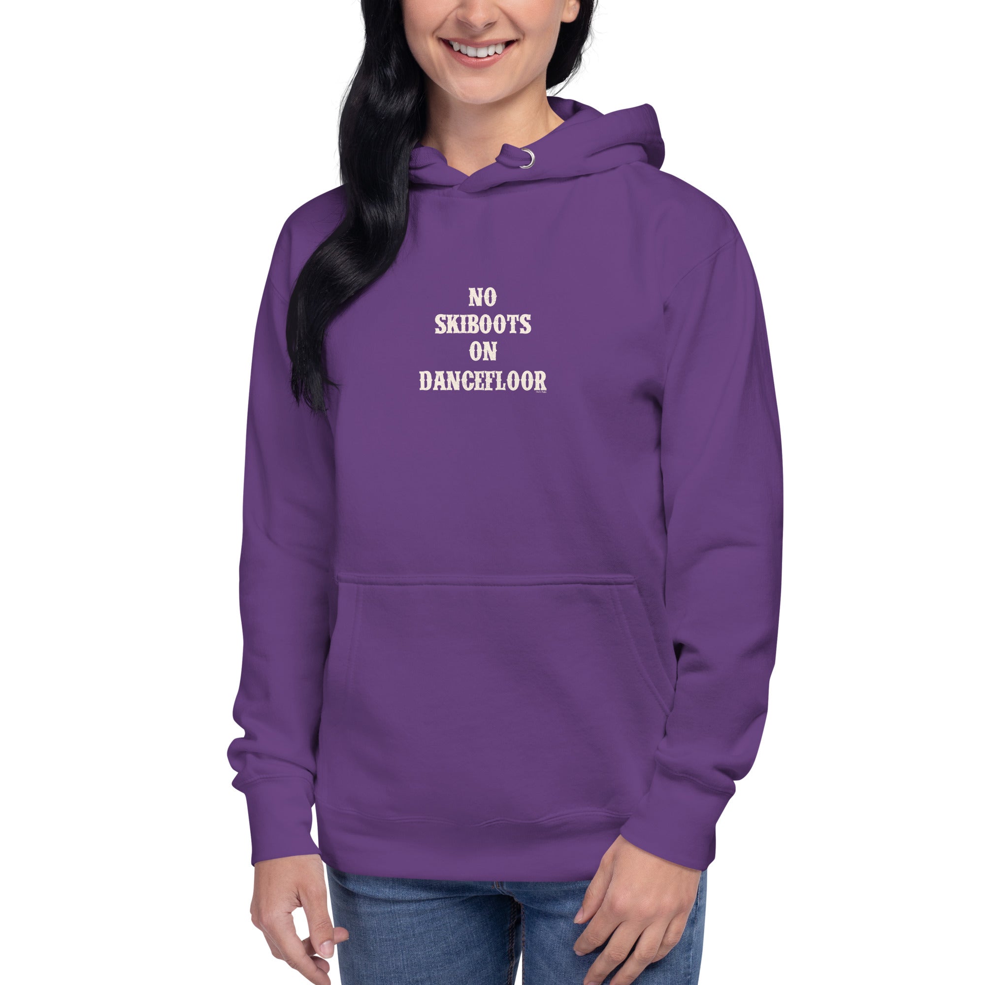 Unisex Cotton Hoodie No Skiboots on Dancefloor on dark colors