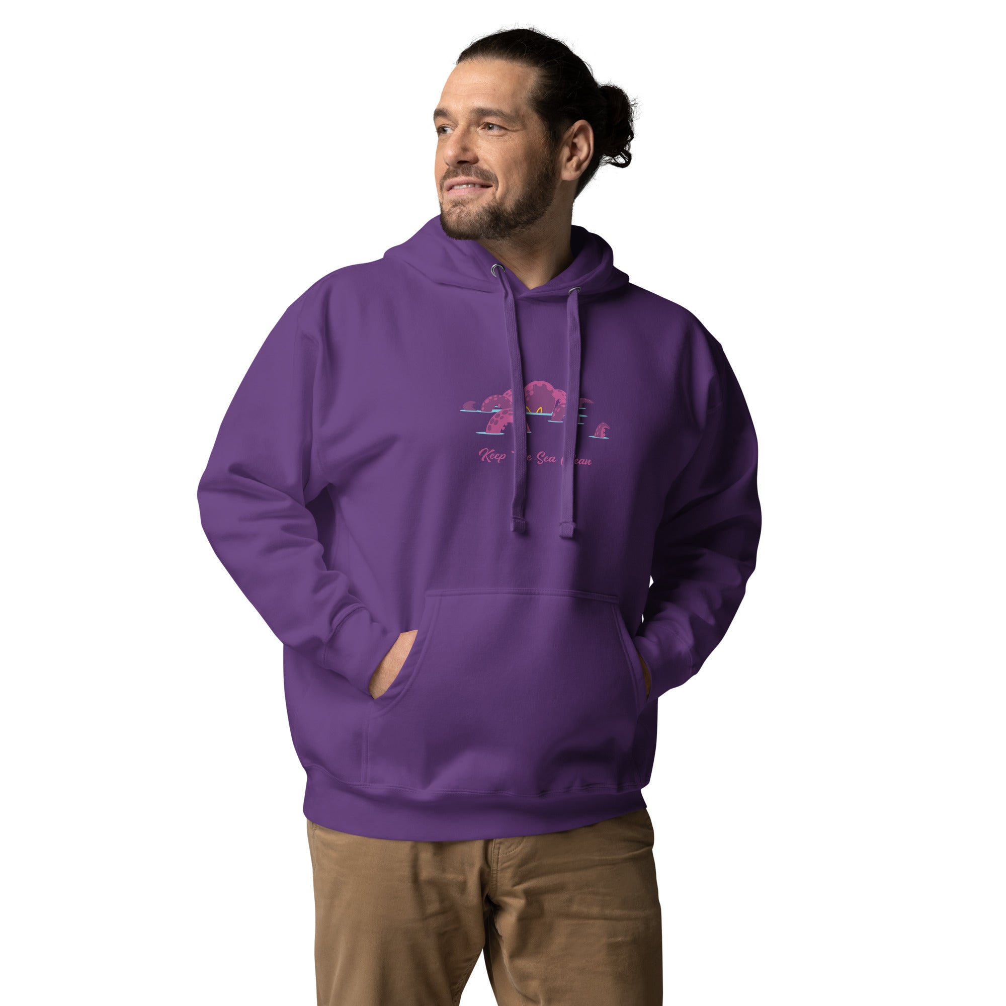 Sweat à capuche unisexe en coton Octopus Purple