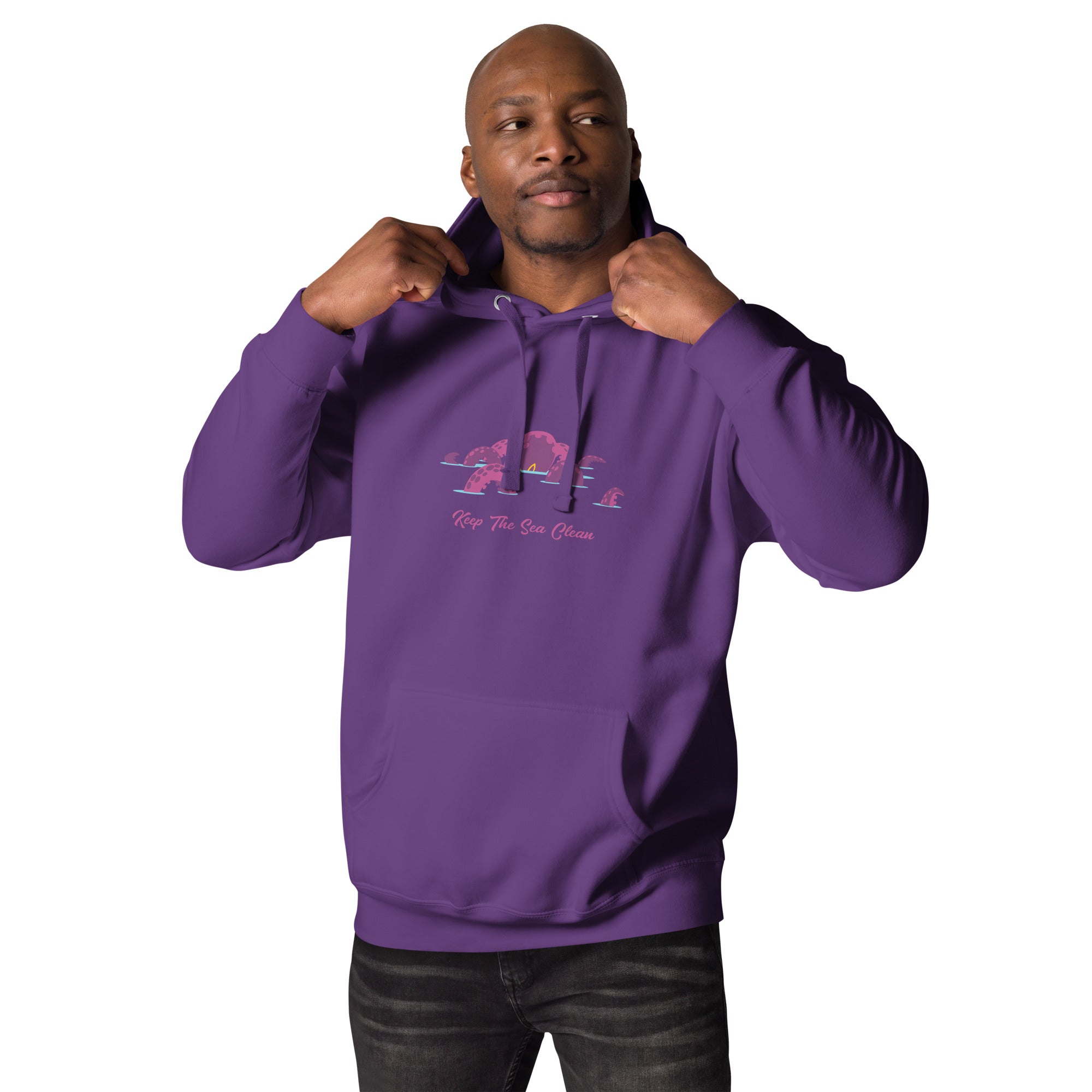 Sweat à capuche unisexe en coton Octopus Purple