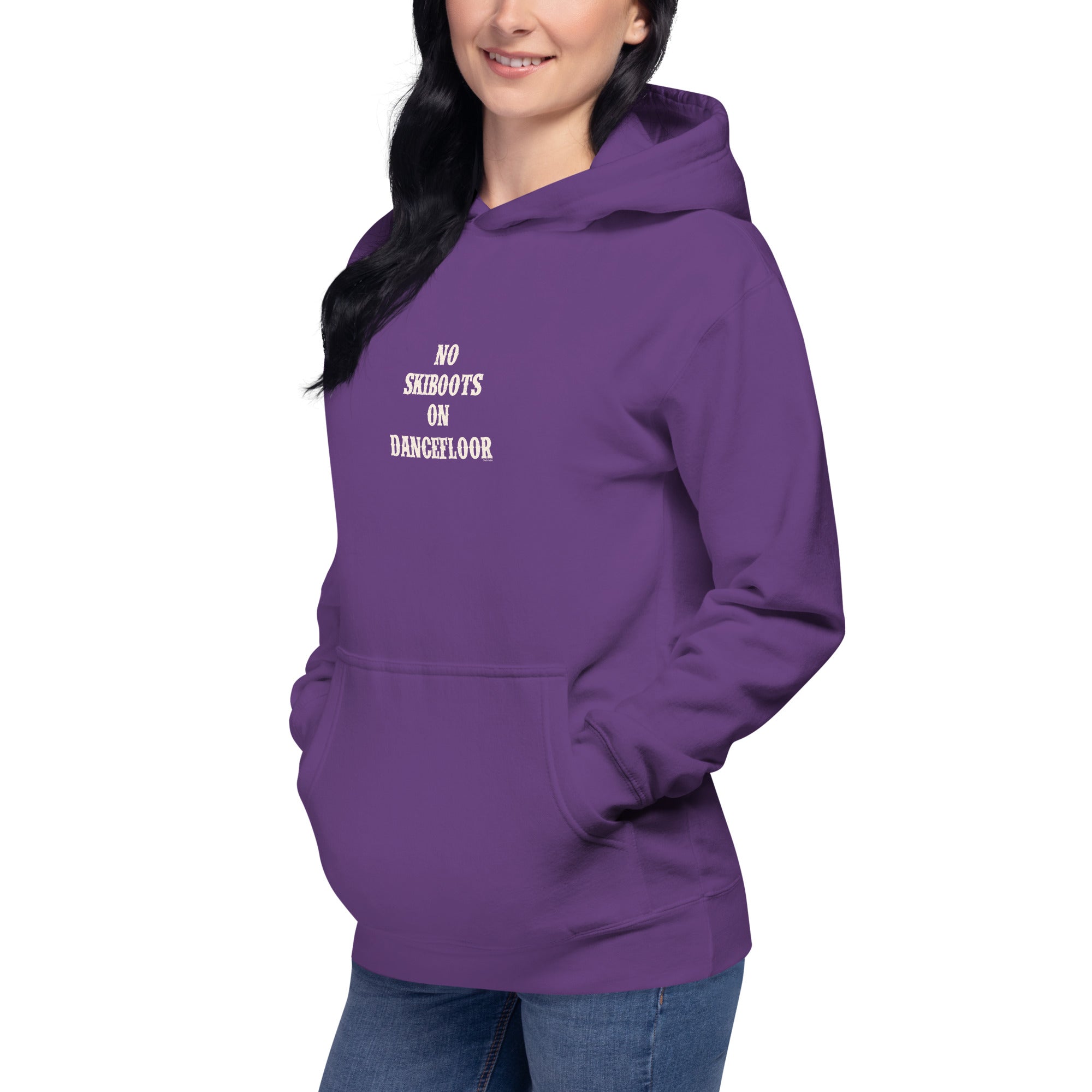 Unisex Cotton Hoodie No Skiboots on Dancefloor on dark colors