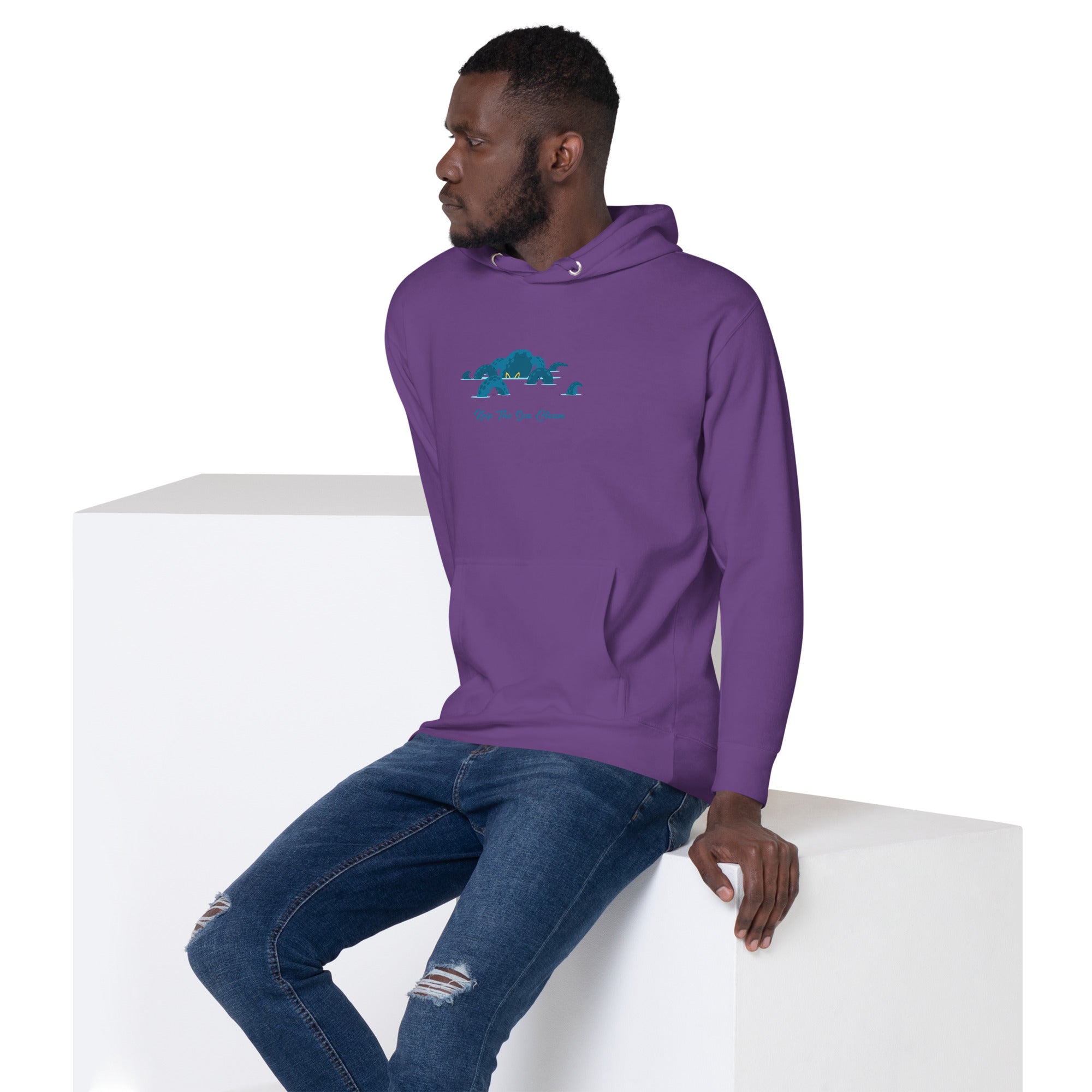 Unisex Cotton Hoodie Octopus Blue on dark colors