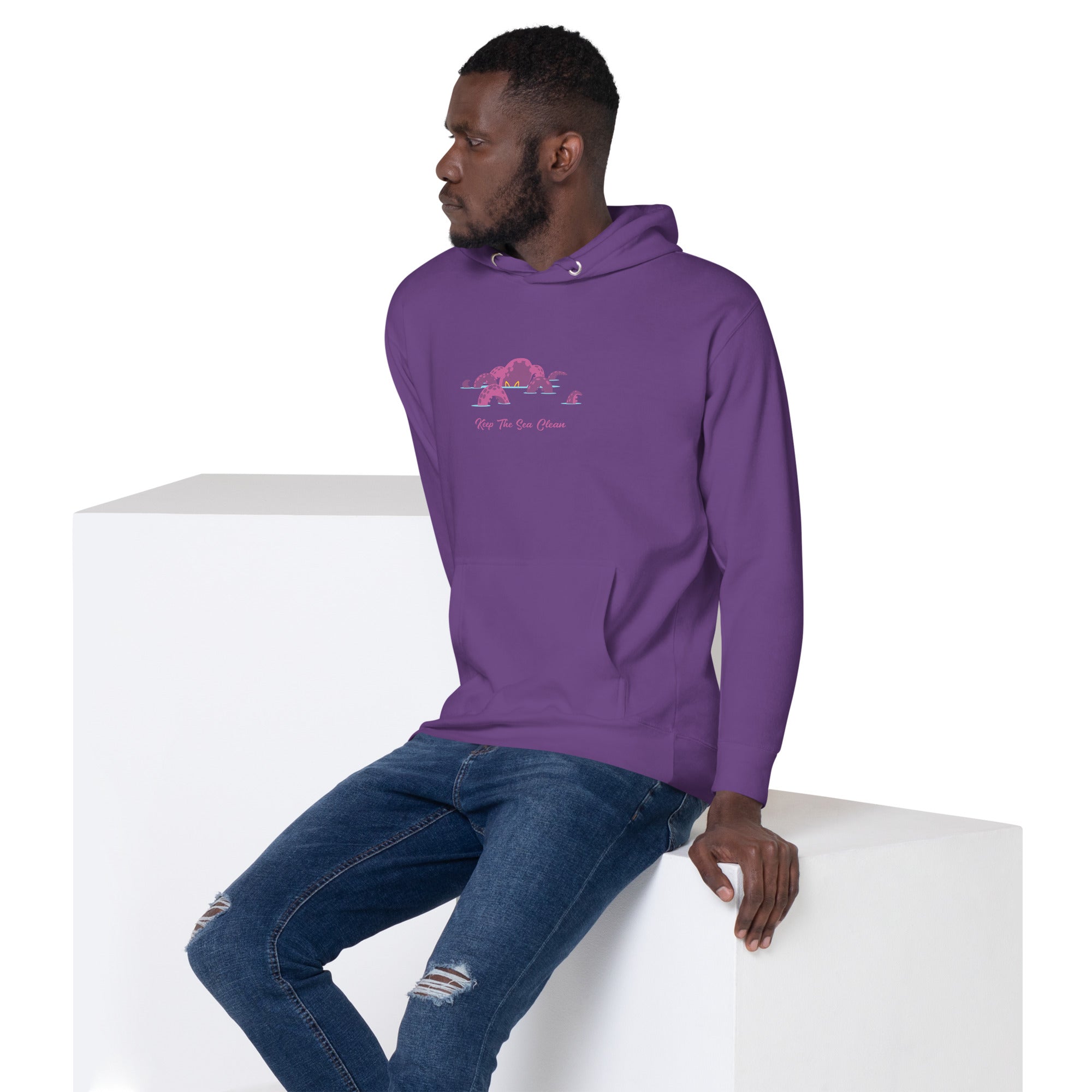 Sweat à capuche unisexe en coton Octopus Purple