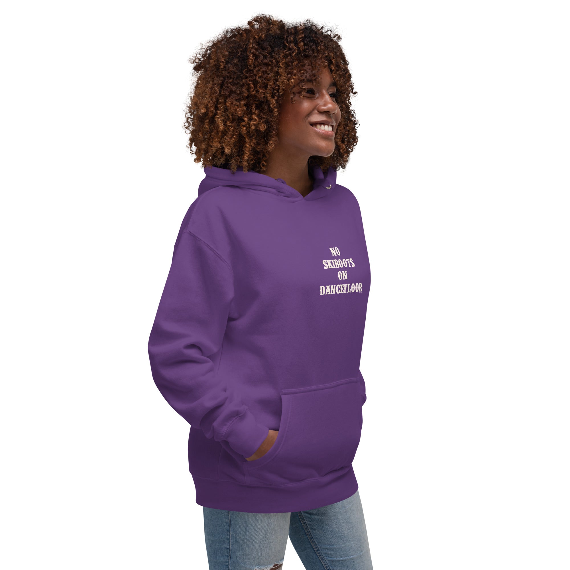 Unisex Cotton Hoodie No Skiboots on Dancefloor on dark colors