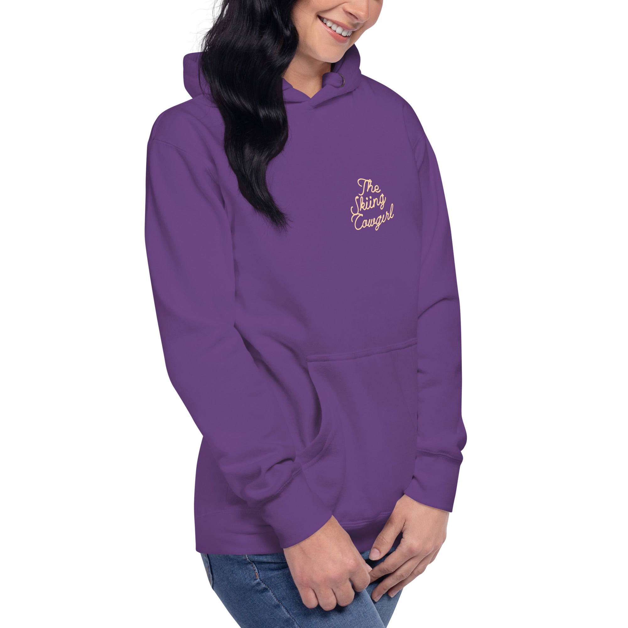 Unisex Cotton Hoodie The Skiing Cowgirl (front & back)