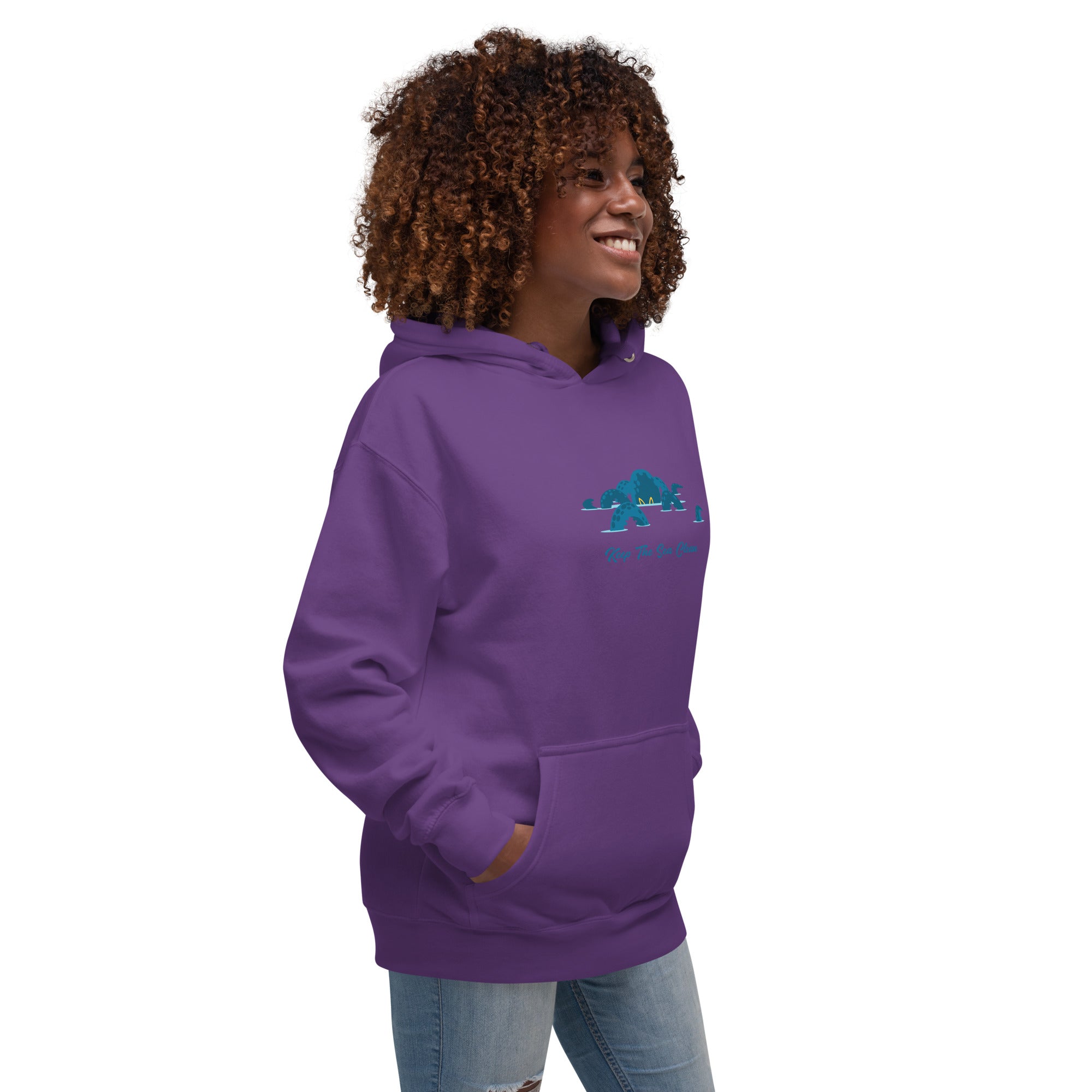 Unisex Cotton Hoodie Octopus Blue on dark colors