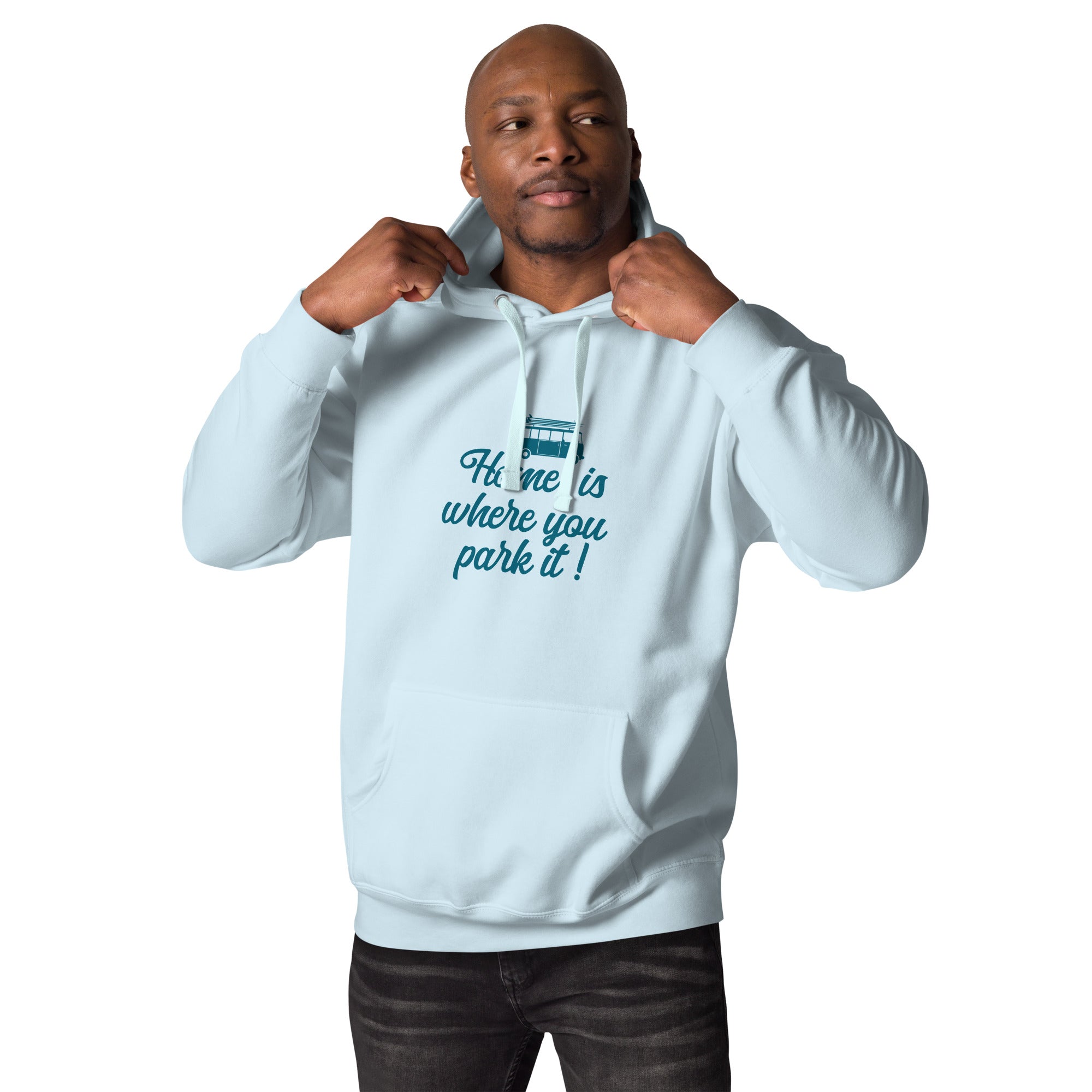 Unisex Cotton Hoodie Blue Surf Combi Home is where you park it