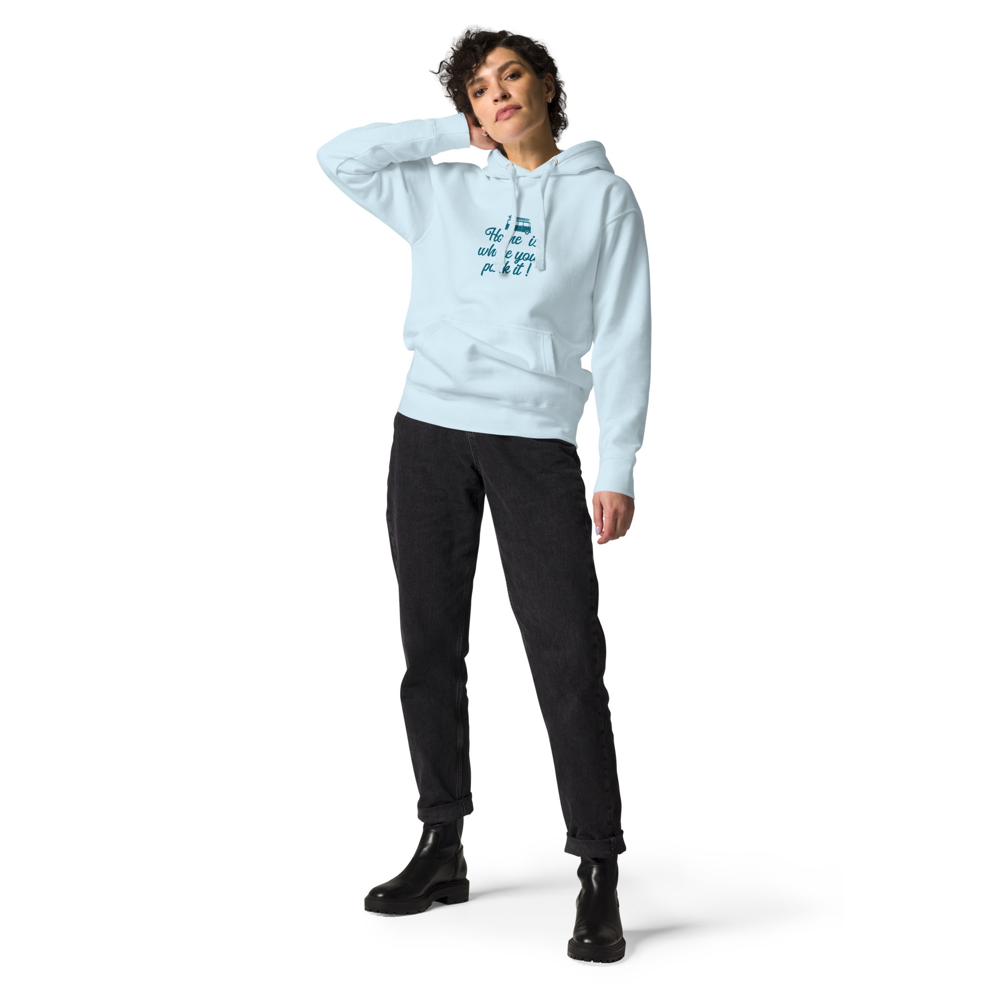 Unisex Cotton Hoodie Blue Surf Combi Home is where you park it