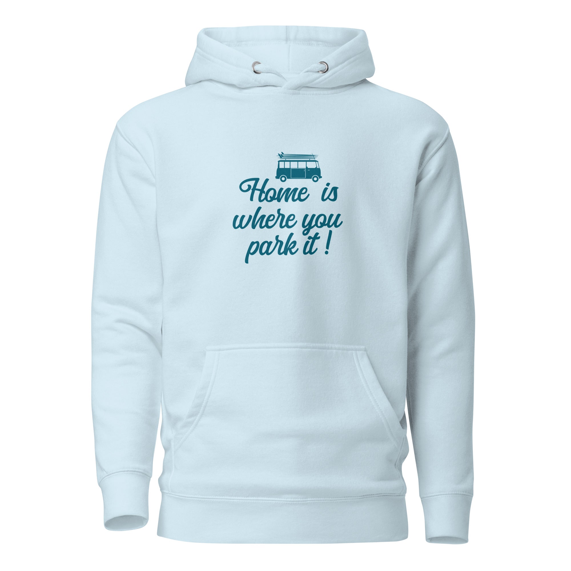 Unisex Cotton Hoodie Blue Surf Combi Home is where you park it