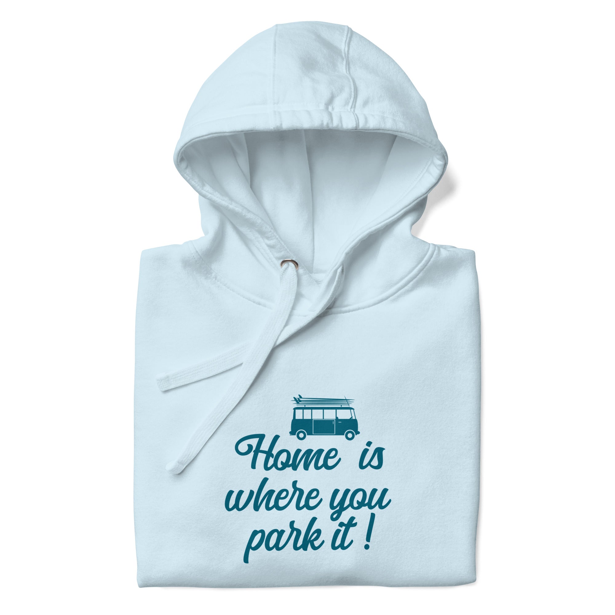 Unisex Cotton Hoodie Blue Surf Combi Home is where you park it