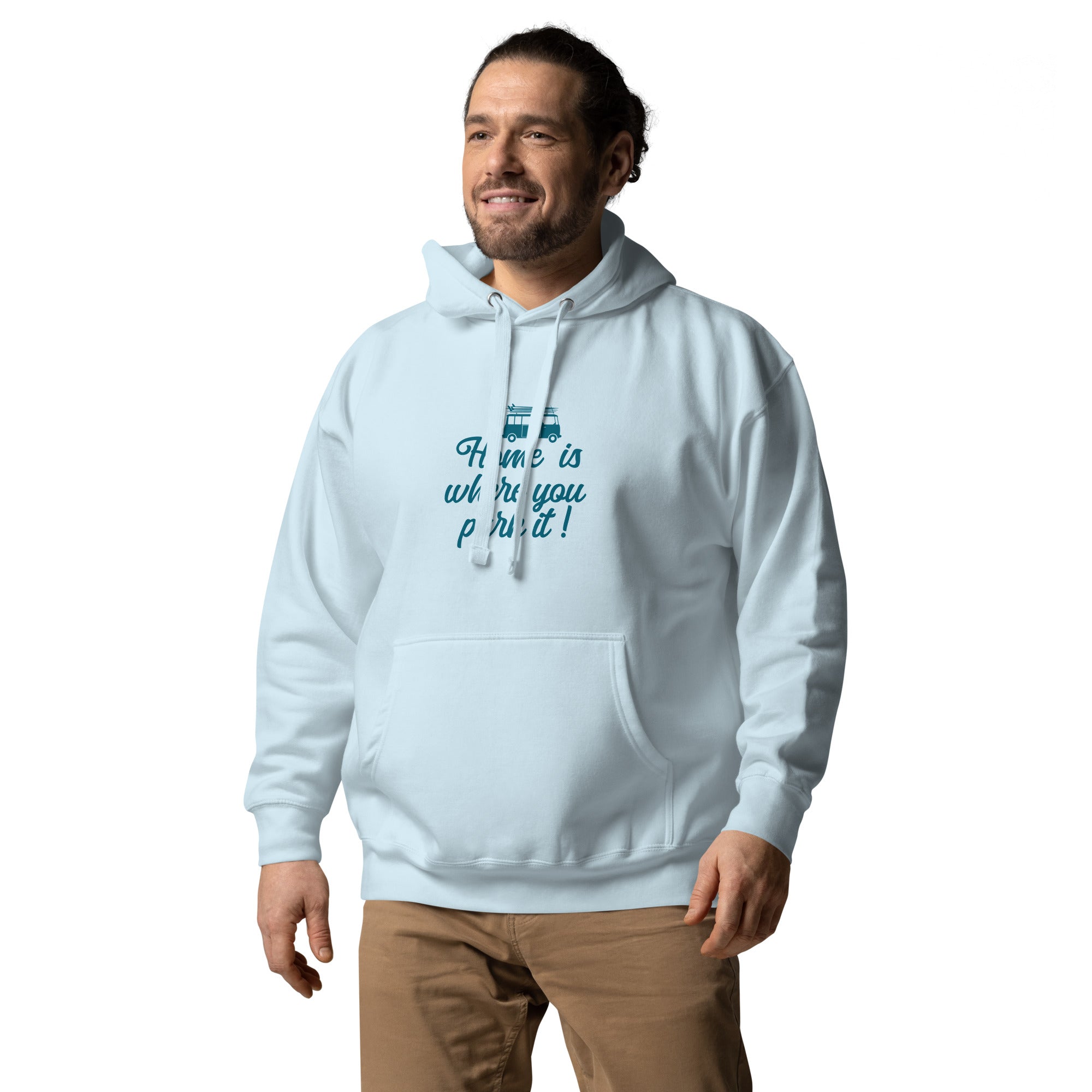 Unisex Cotton Hoodie Blue Surf Combi Home is where you park it