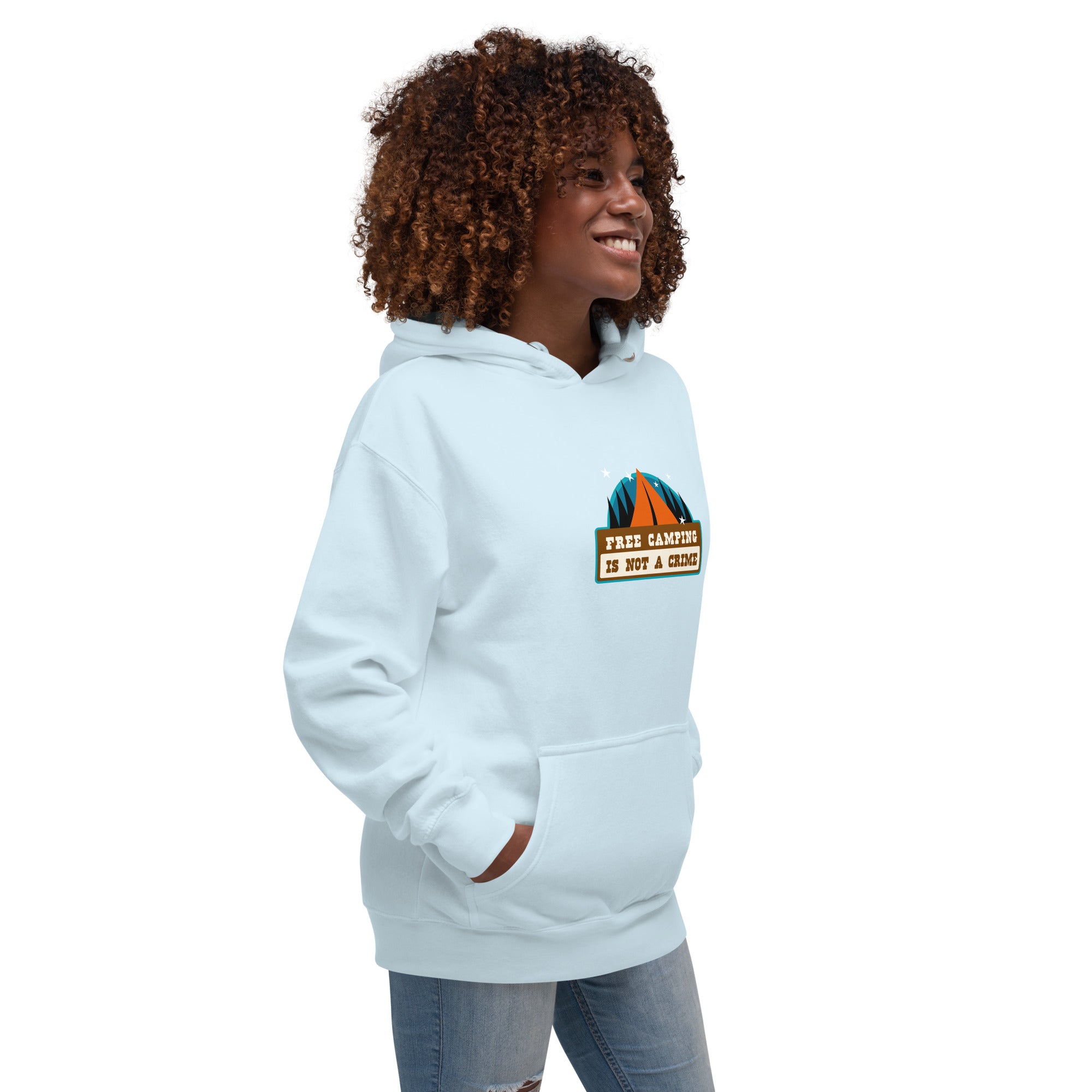 Sweat à capuche unisexe en coton Free camping is not a crime graphic