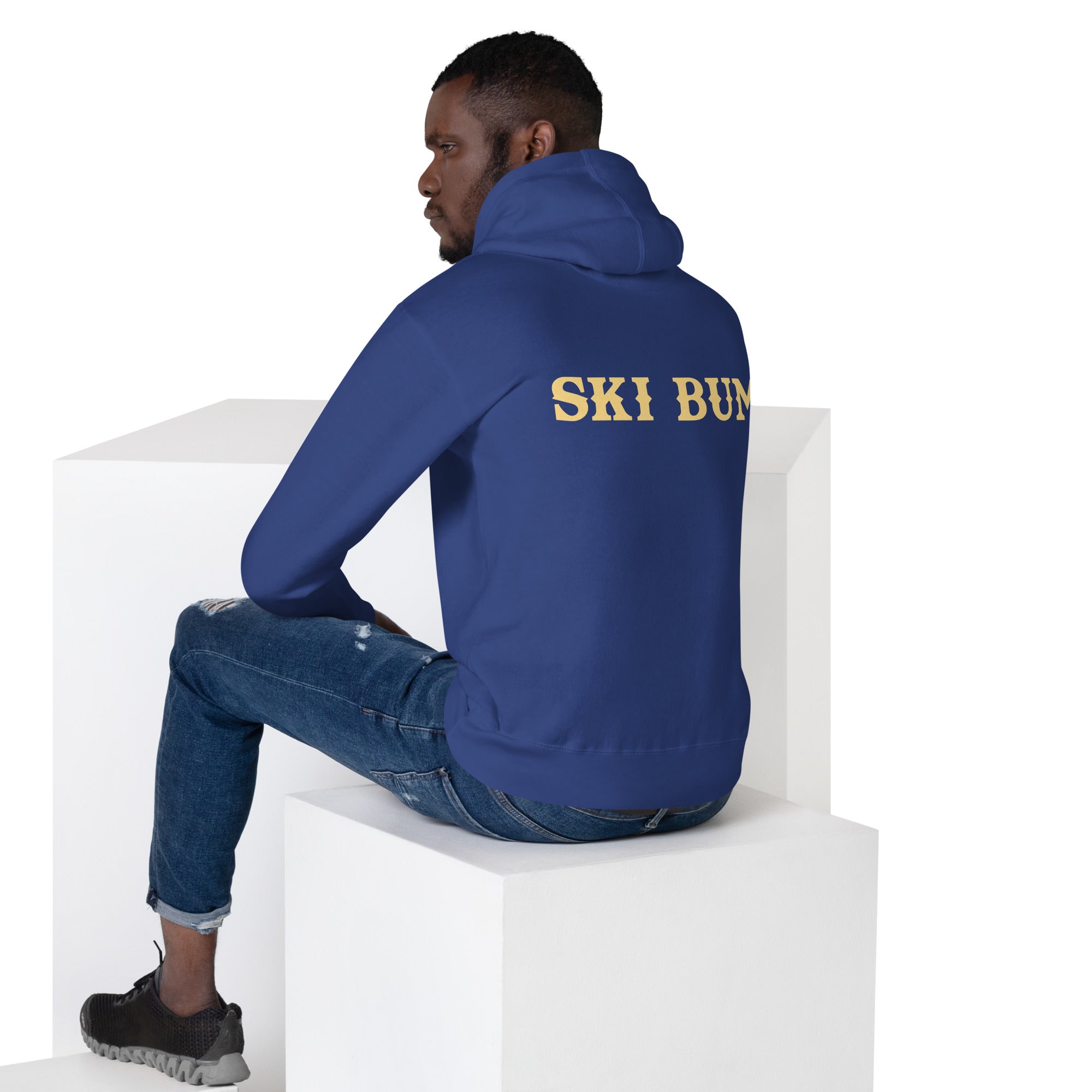 Unisex Cotton Hoodie Ski Bum light text (front & back)