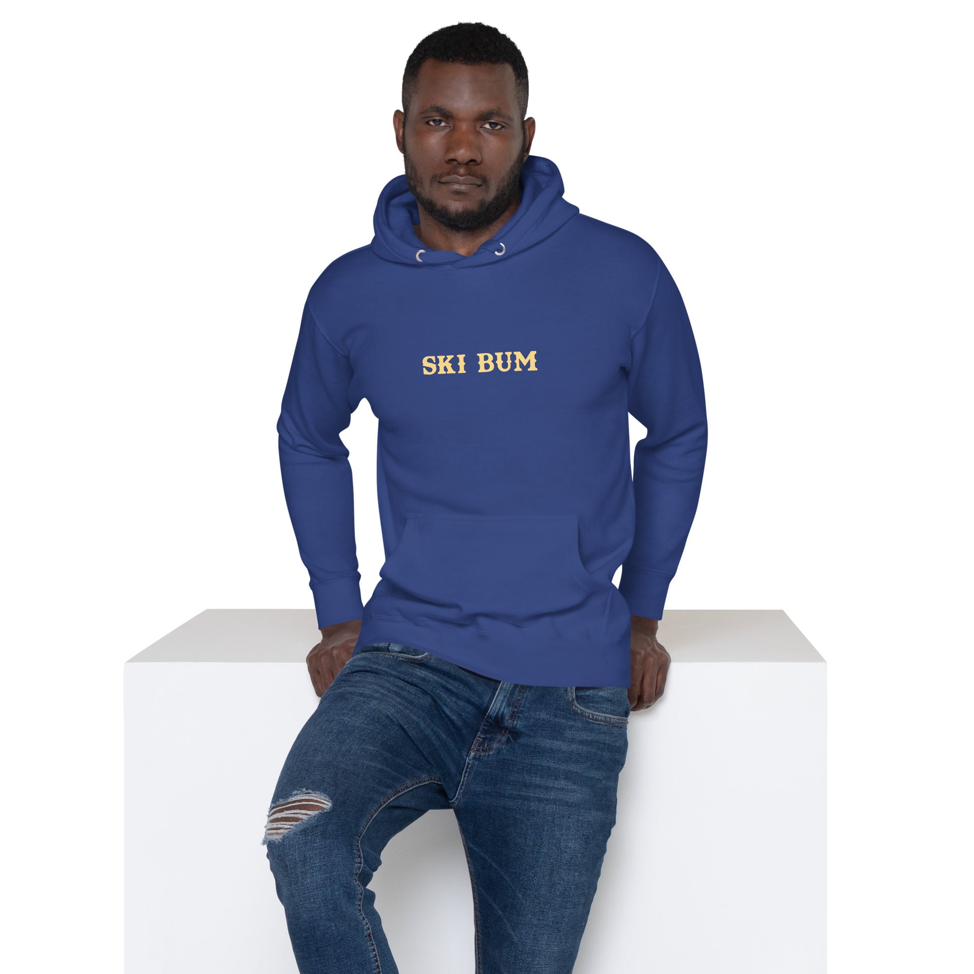 Unisex Cotton Hoodie Ski Bum light text (front & back)