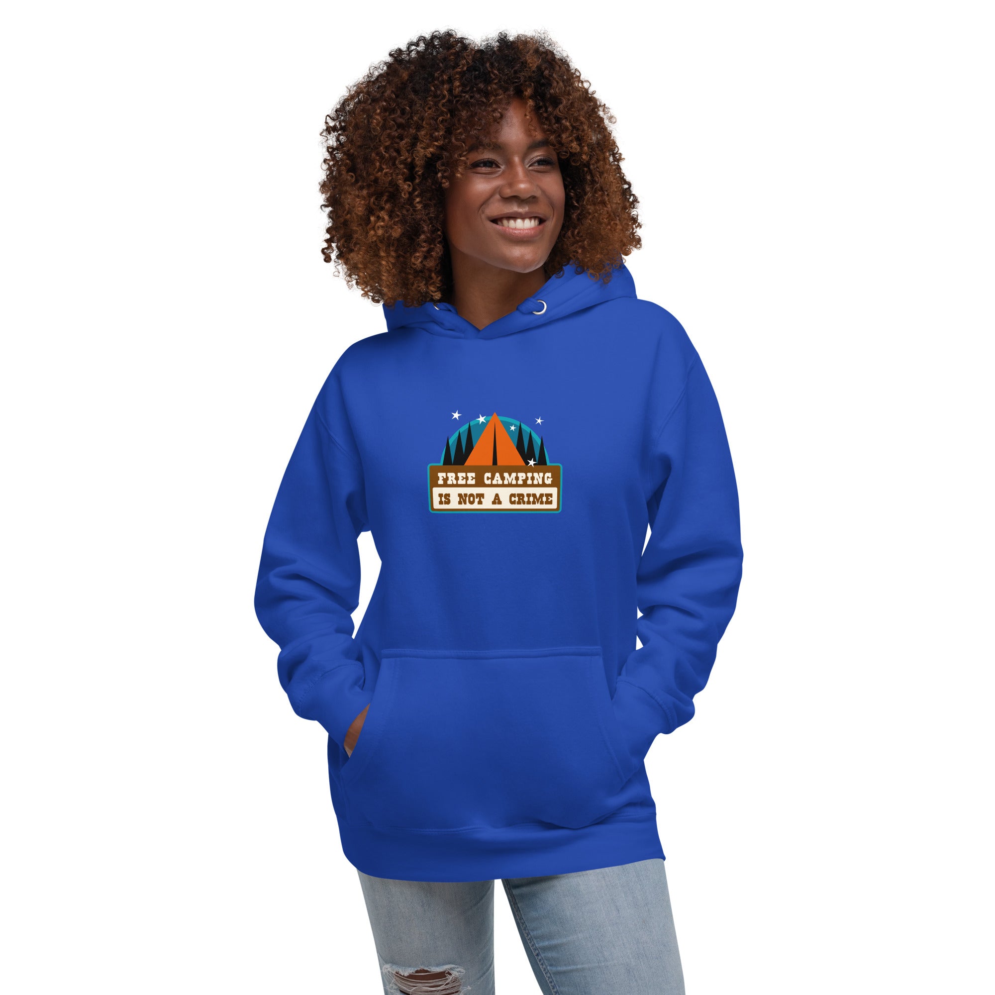 Sweat à capuche unisexe en coton Free camping is not a crime graphic