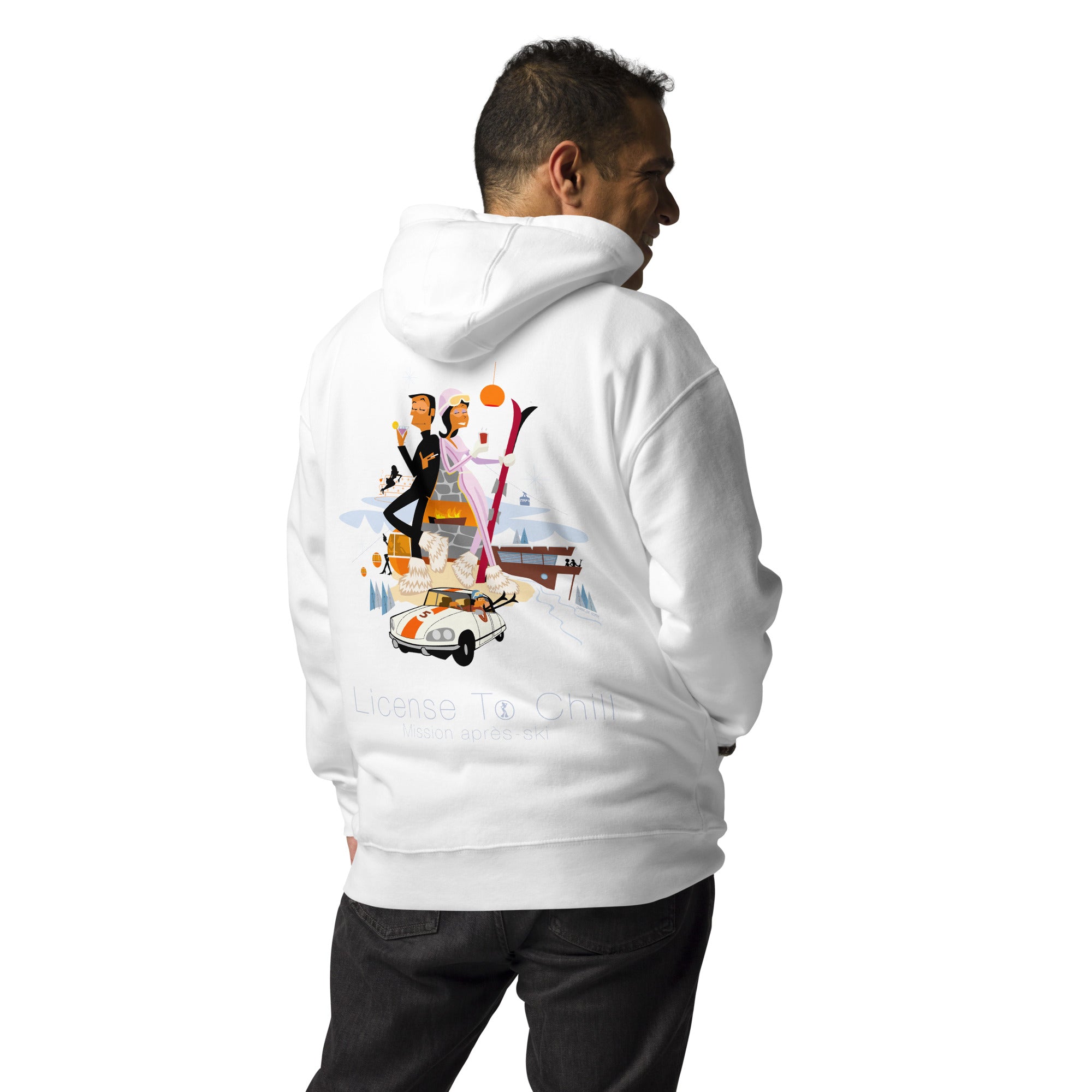 Unisex Cotton Hoodie License To Chill Mission Après-Ski (front & back)