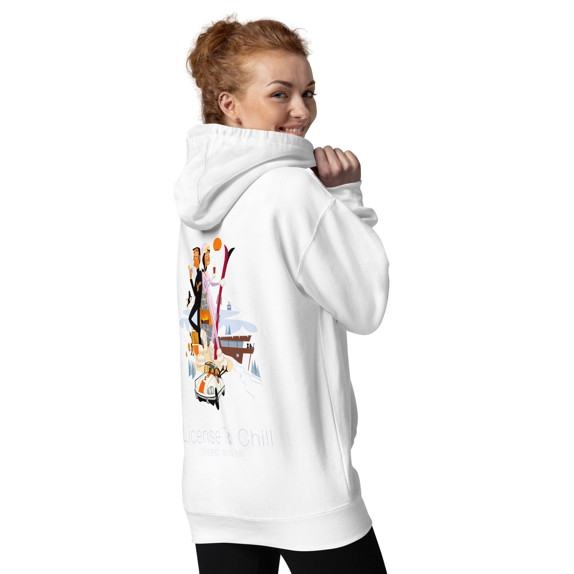 Unisex Cotton Hoodie License To Chill Mission Après-Ski (front & back)