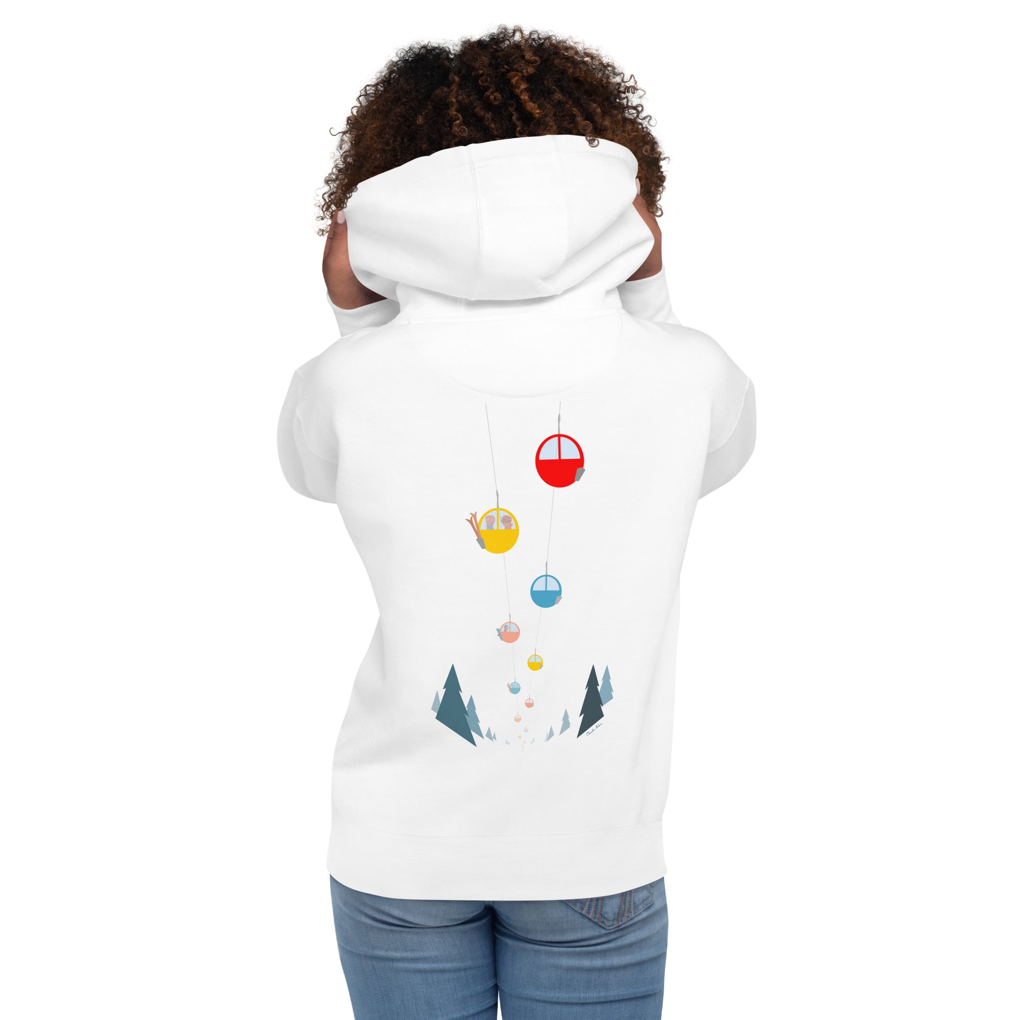 Unisex Cotton Hoodie Gondolas in the mist (back)