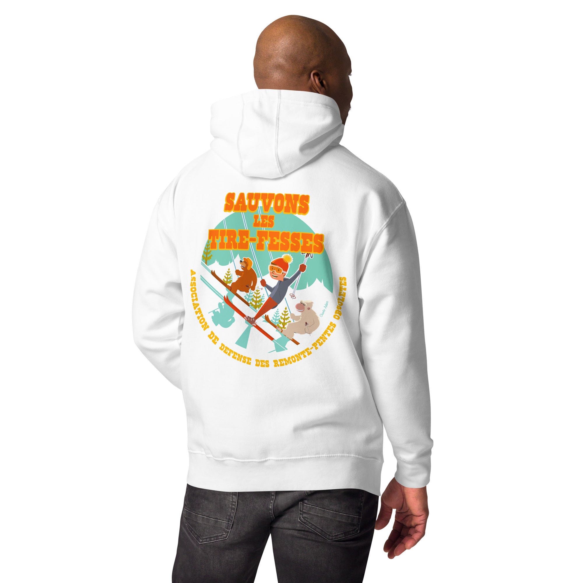 Unisex Cotton Hoodie Sauvons les Tires-fesses (front & back)