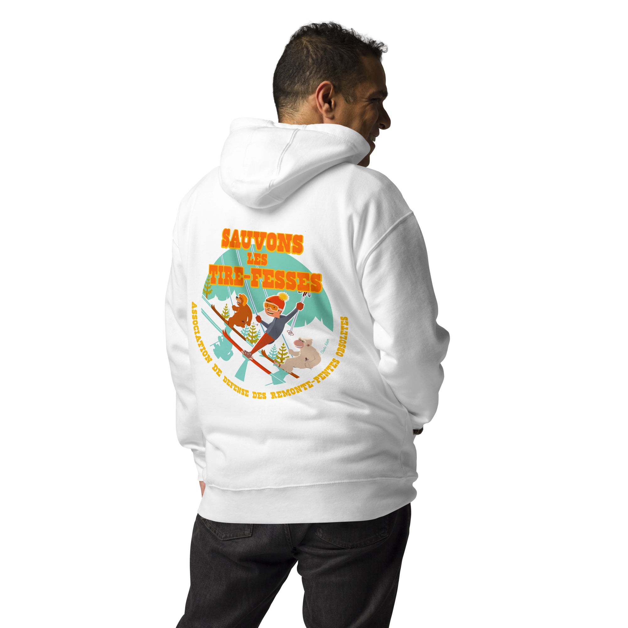 Unisex Cotton Hoodie Sauvons les Tires-fesses (front & back)