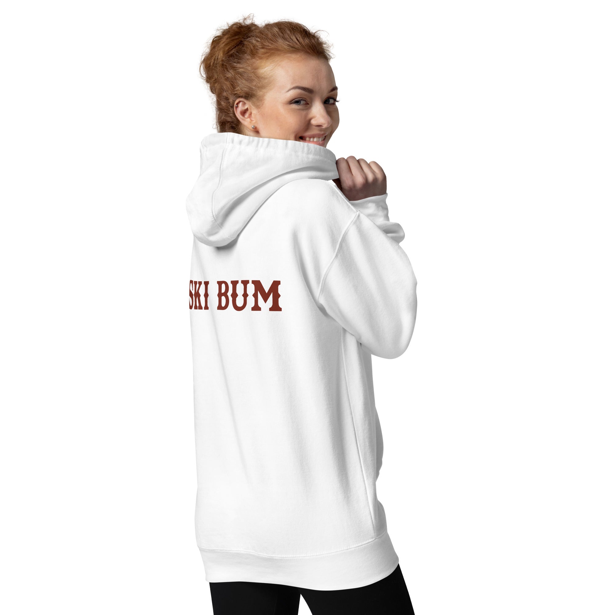 Unisex Cotton Hoodie Ski Bum dark text (front & back)