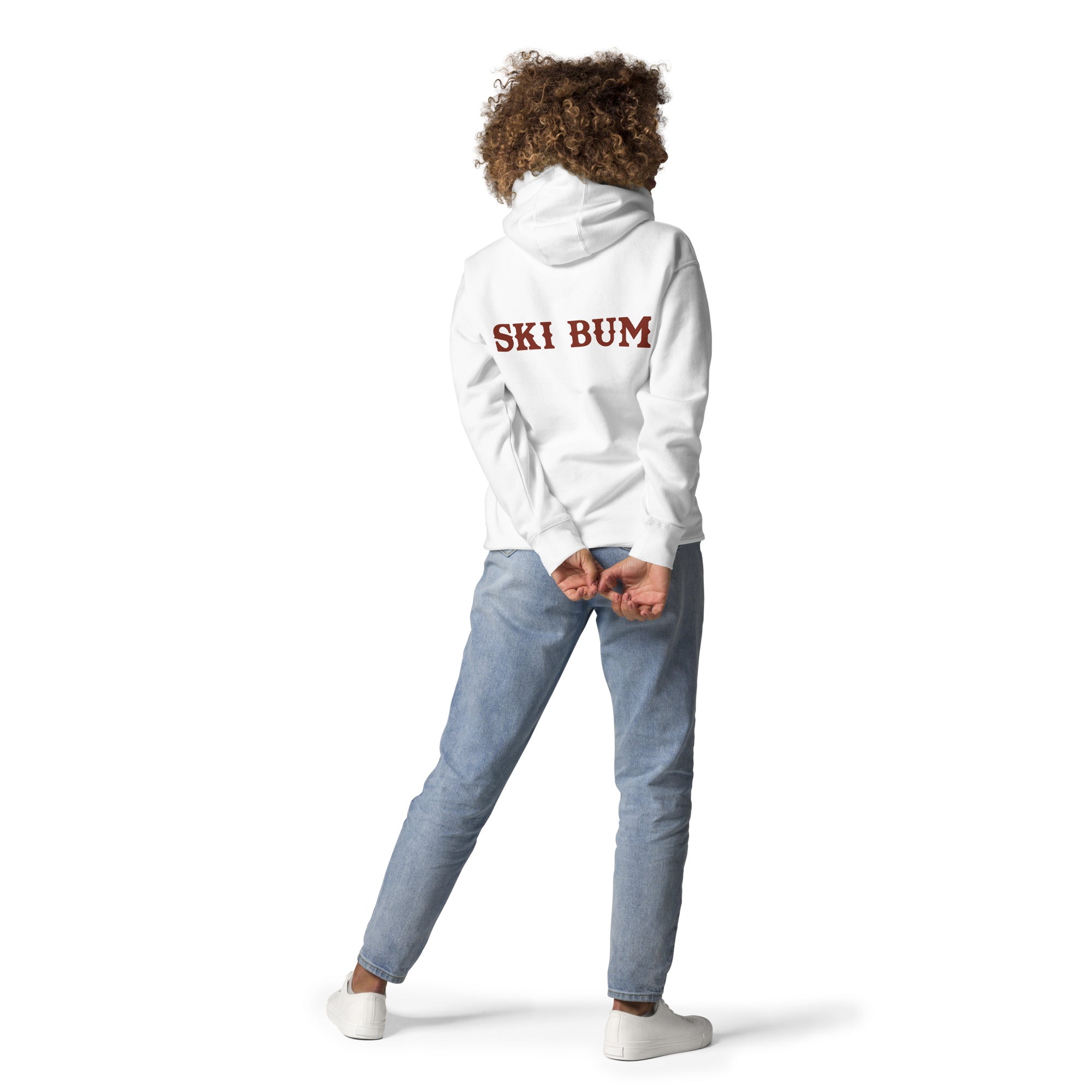 Unisex Cotton Hoodie Ski Bum dark text (front & back)