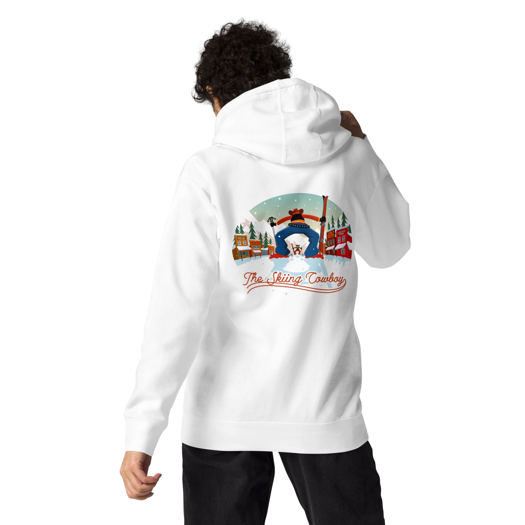 Unisex Cotton Hoodie Ski Fight at OK Corral (front & back)