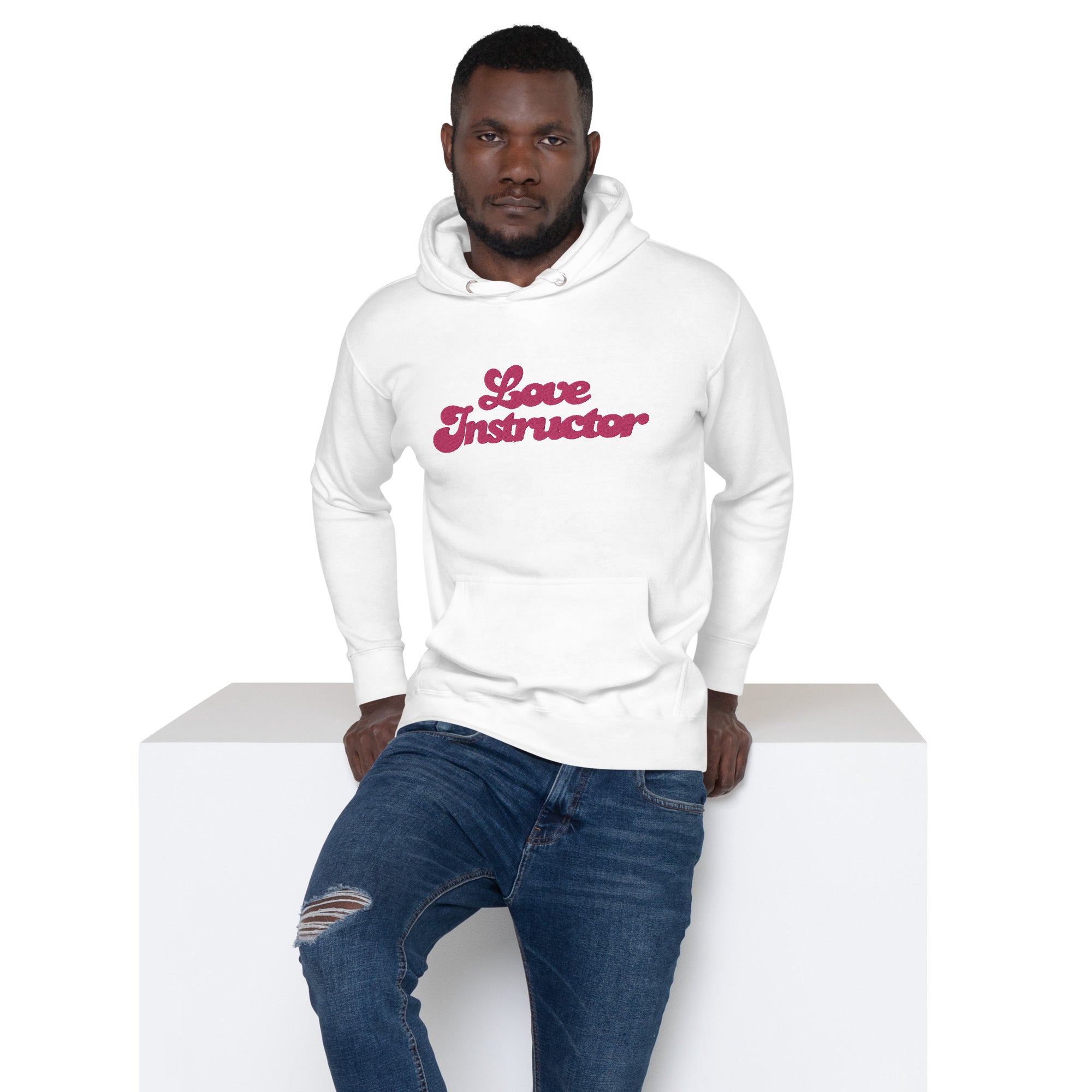 Sweat à capuche unisexe en coton Love Instructor grand motif brodé