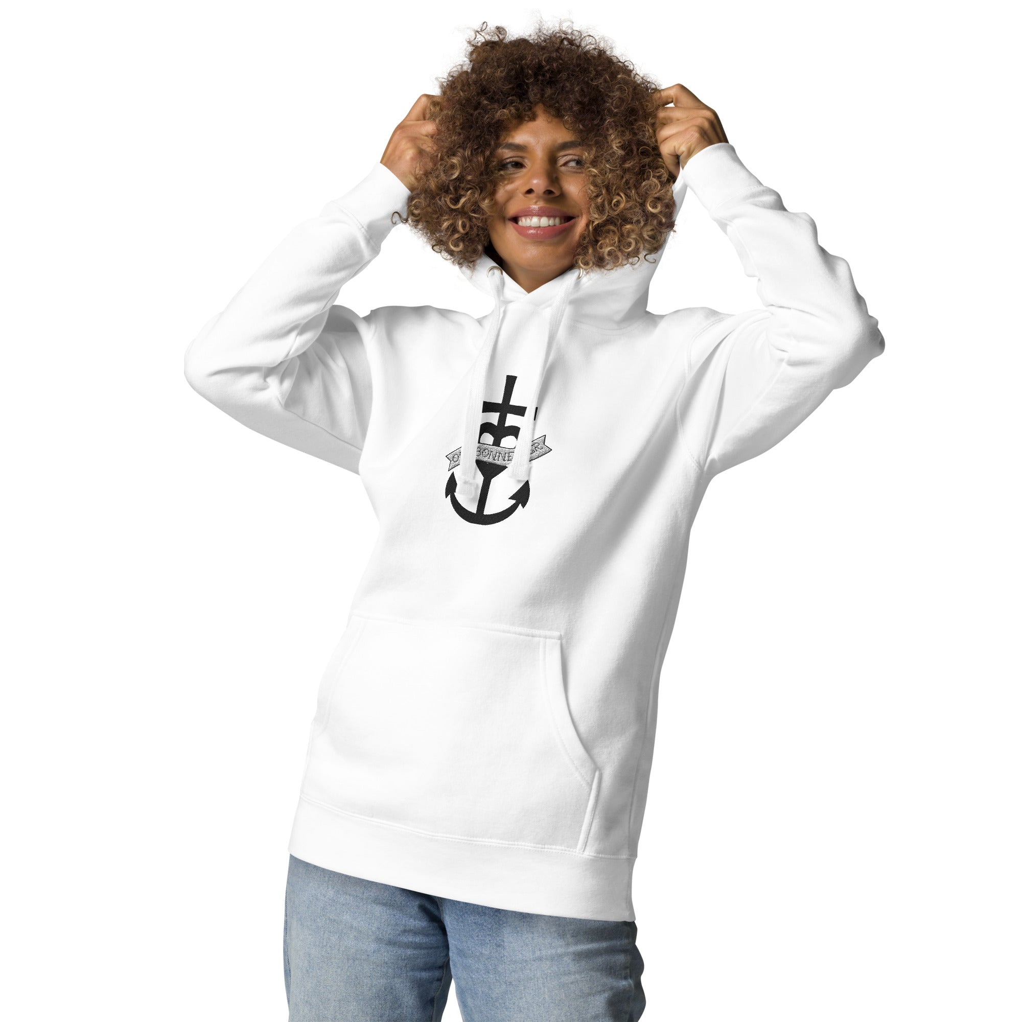 Sweat à capuche unisexe en coton Oh Bonne Mer 1 grand motif brodé