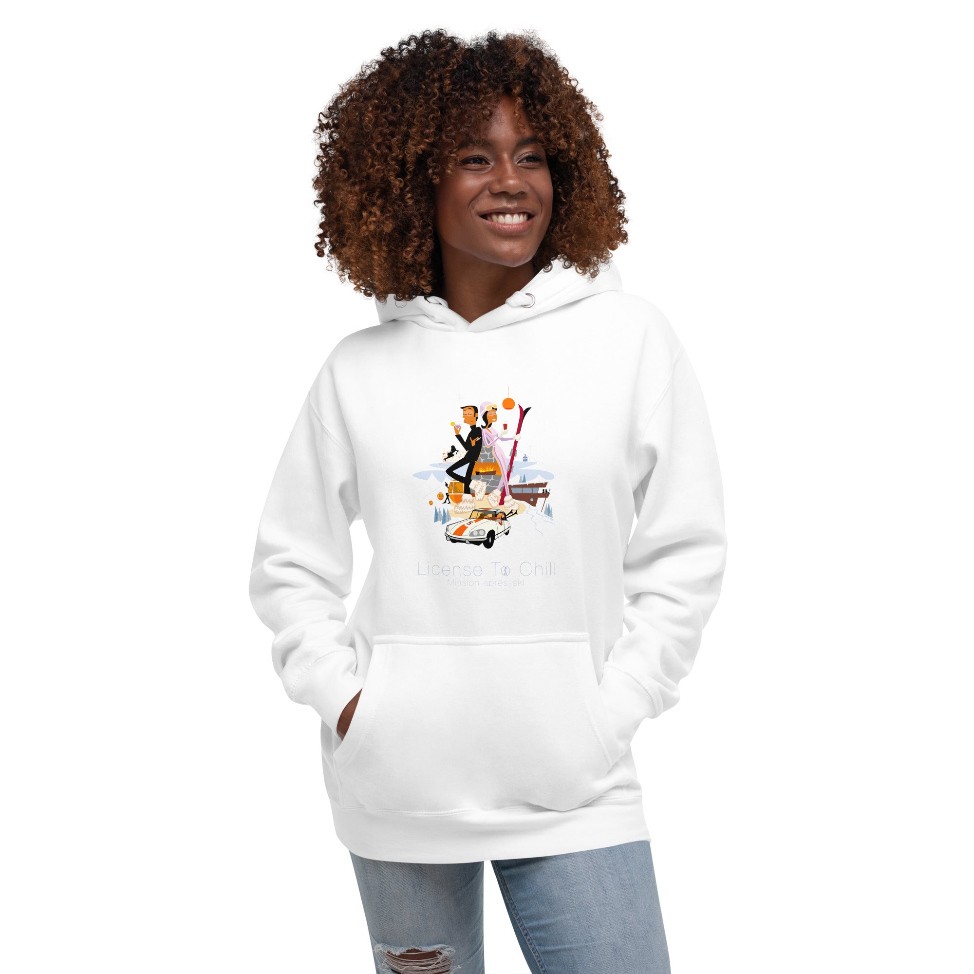 Unisex Cotton Hoodie License To Chill Mission Après-Ski (front & back)