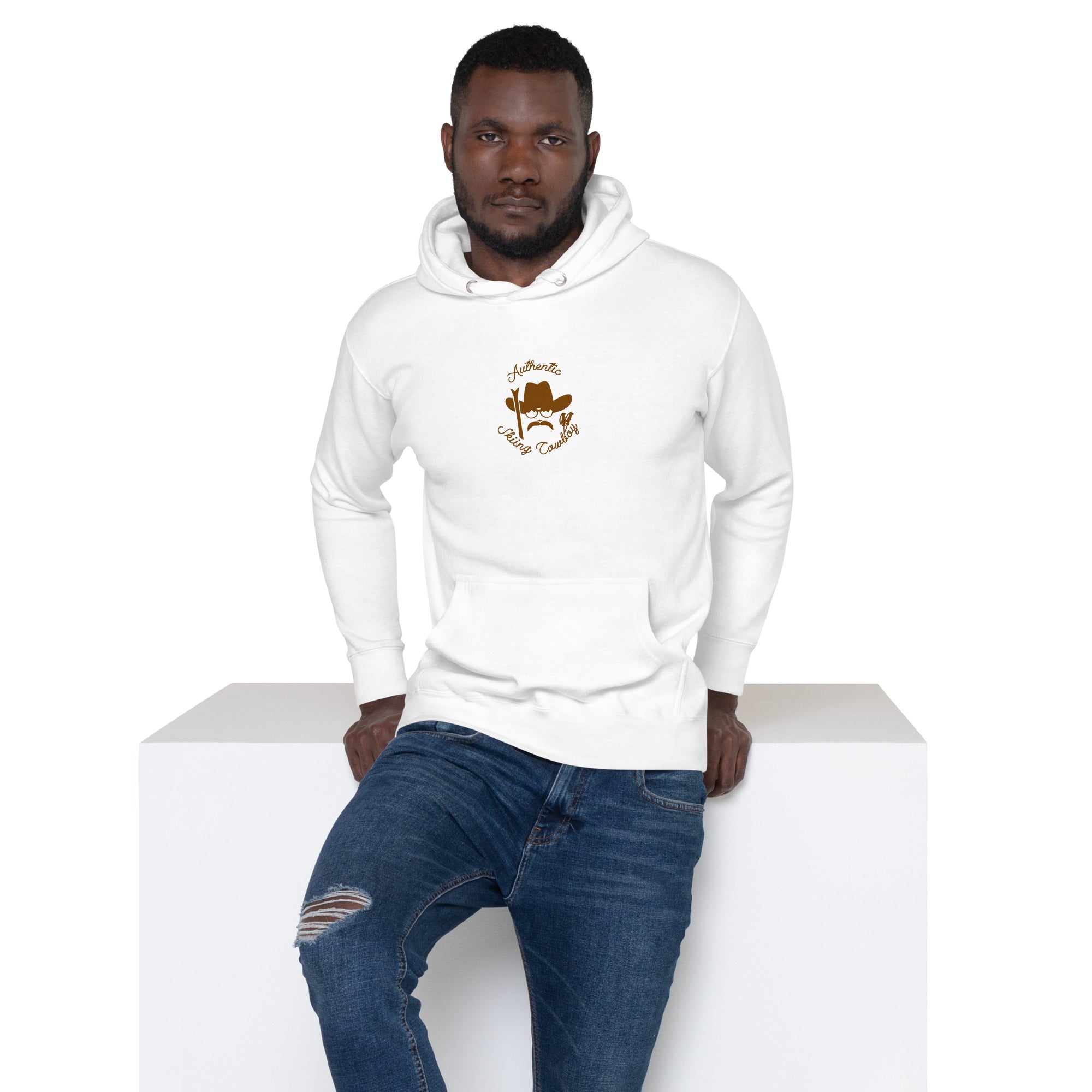 Sweat à capuche unisexe en coton Authentic Skiing Cowboy marron