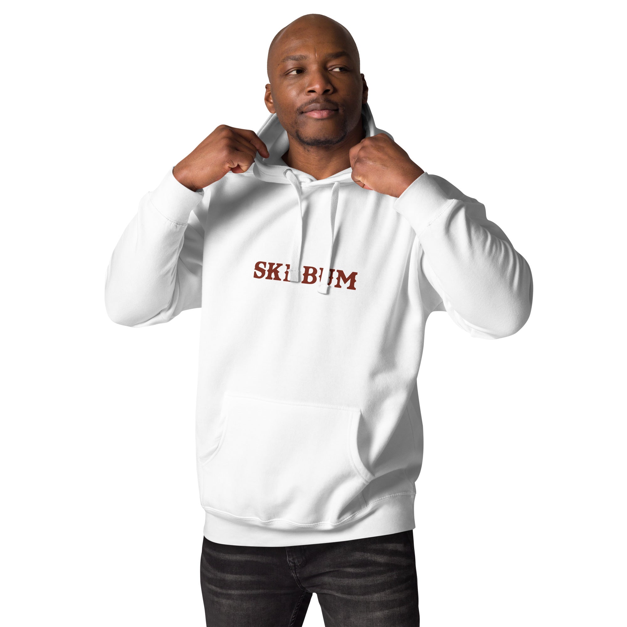 Unisex Cotton Hoodie Ski Bum dark text (front & back)