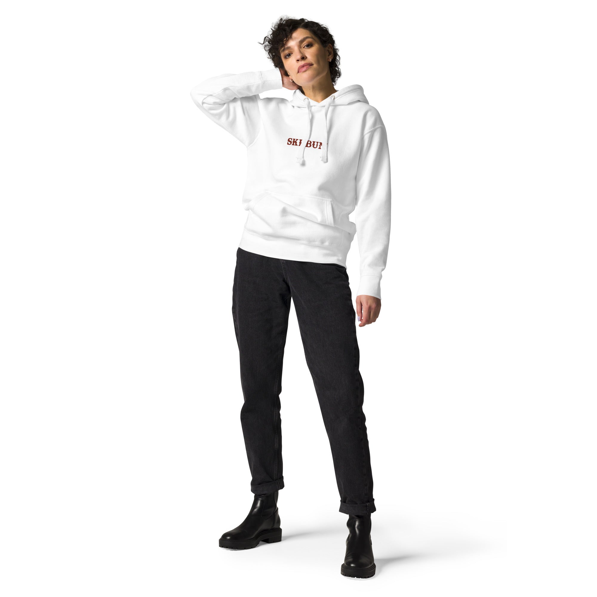 Unisex Cotton Hoodie Ski Bum dark text (front & back)