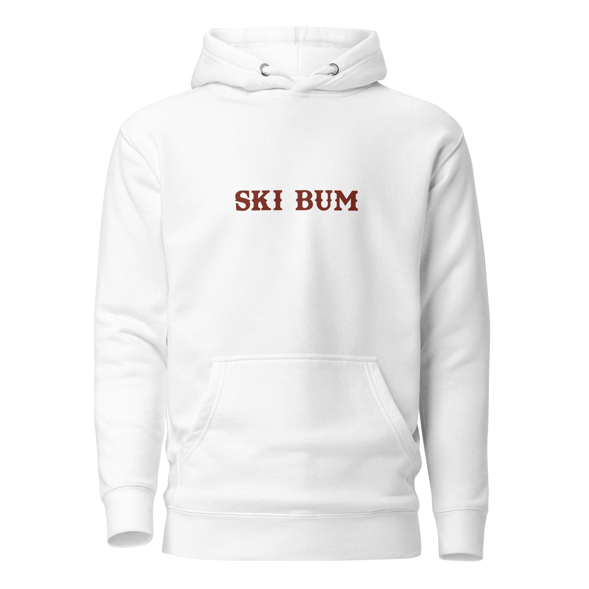 Unisex Cotton Hoodie Ski Bum dark text (front & back)