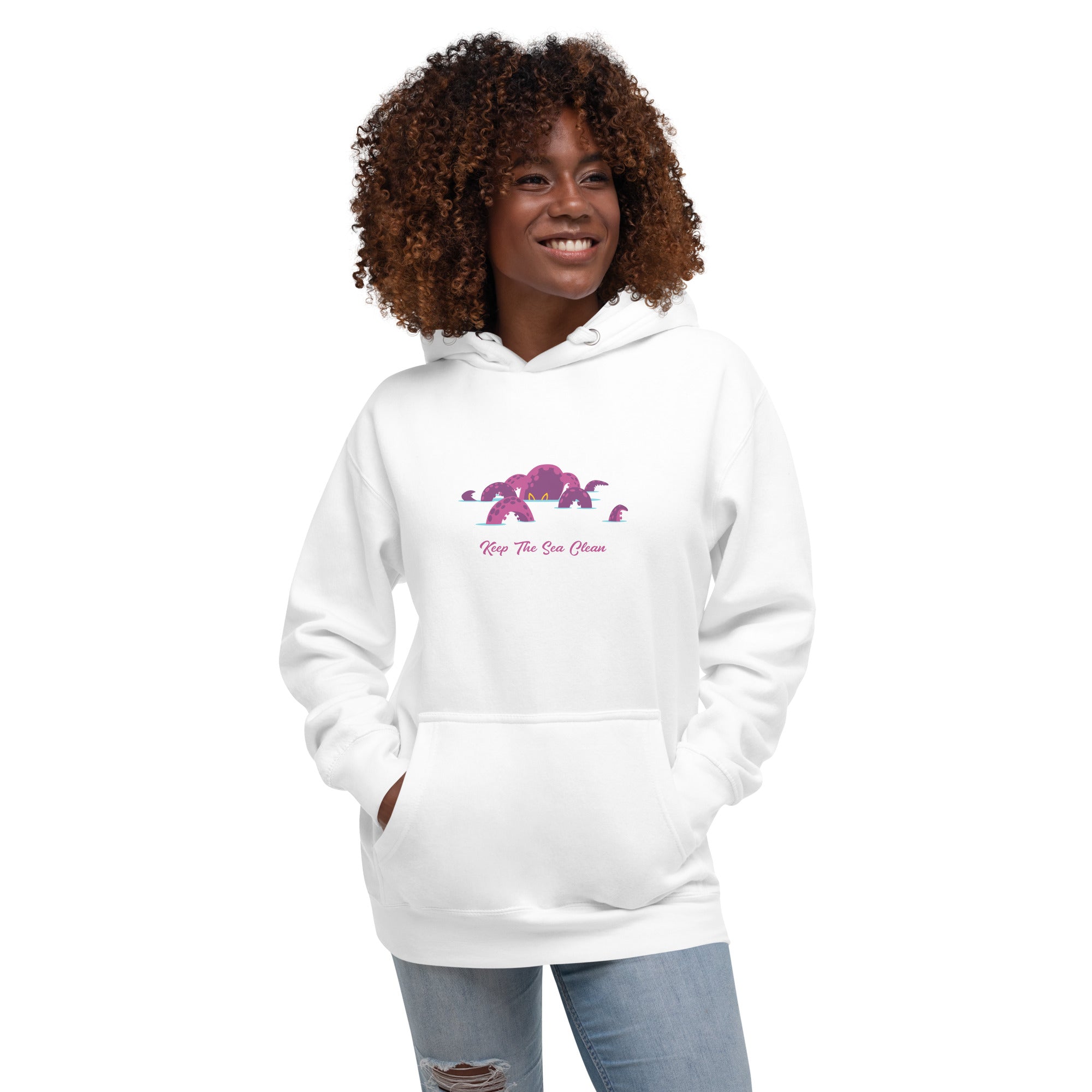 Sweat à capuche unisexe en coton Octopus Purple