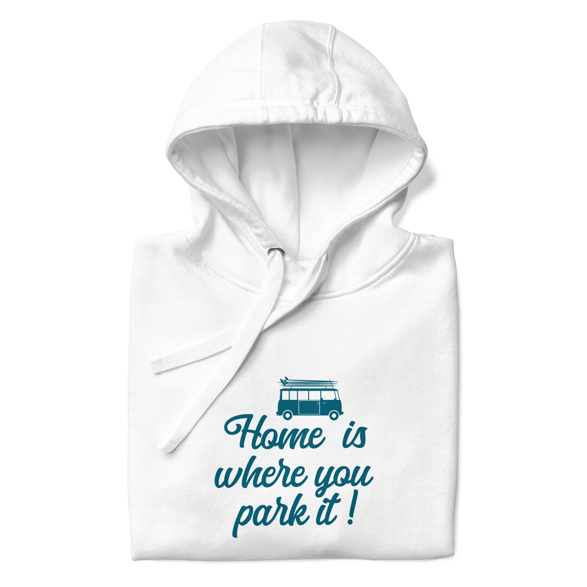 Unisex Cotton Hoodie Blue Surf Combi Home is where you park it