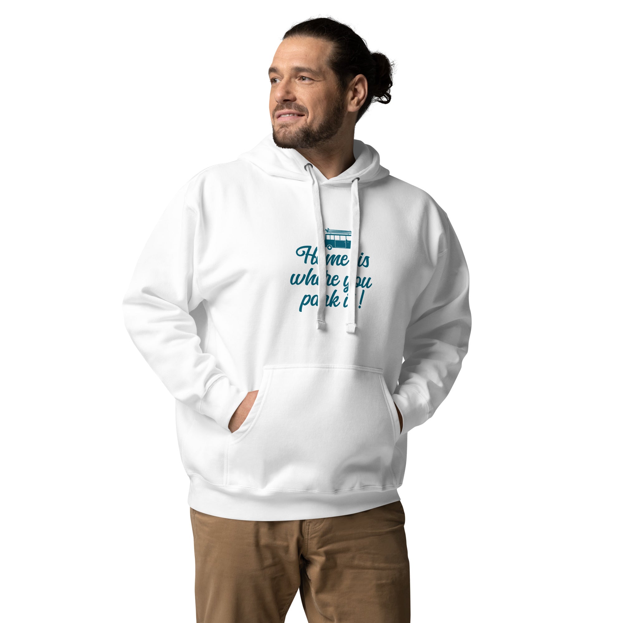 Unisex Cotton Hoodie Blue Surf Combi Home is where you park it