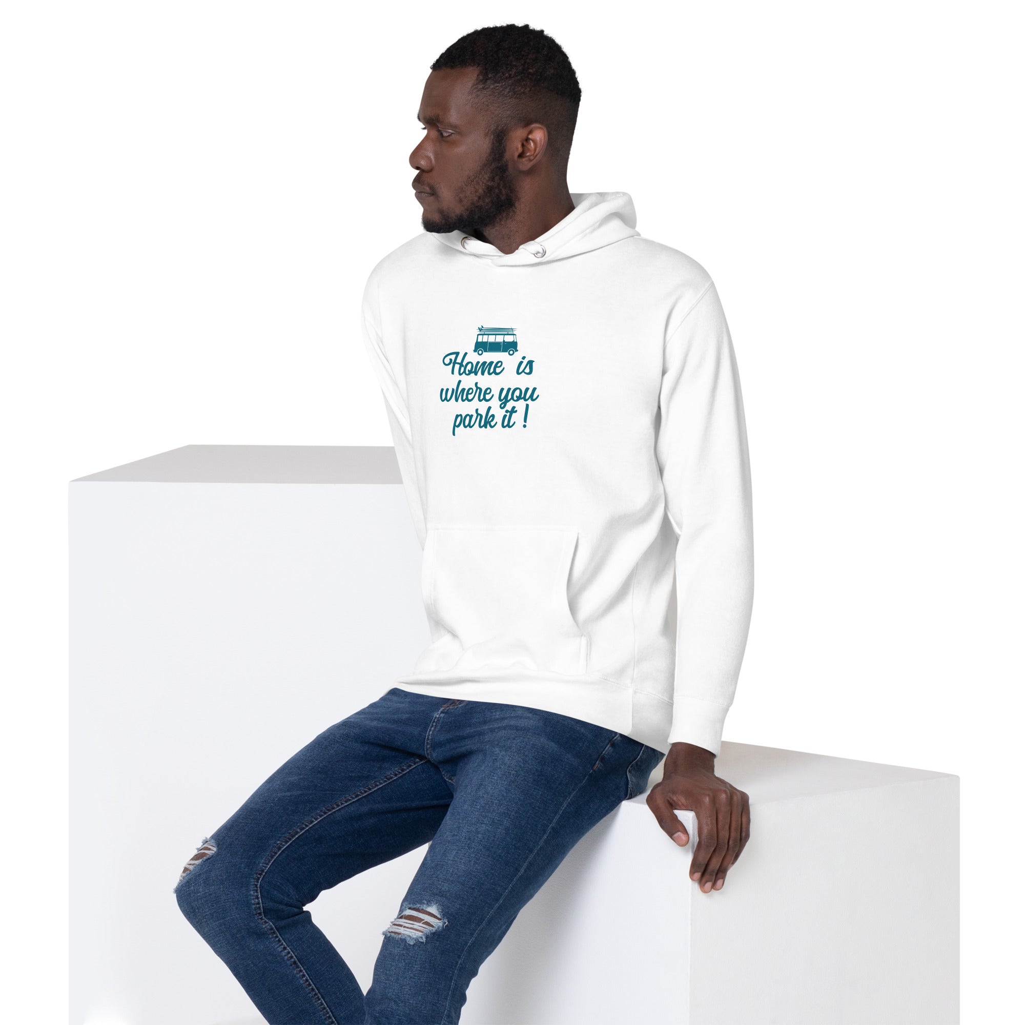 Unisex Cotton Hoodie Blue Surf Combi Home is where you park it