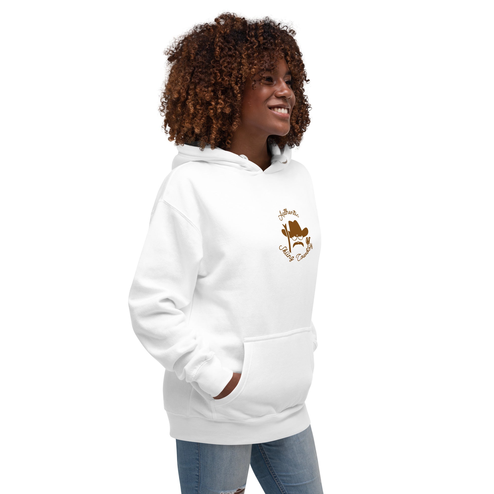 Sweat à capuche unisexe en coton Authentic Skiing Cowboy marron