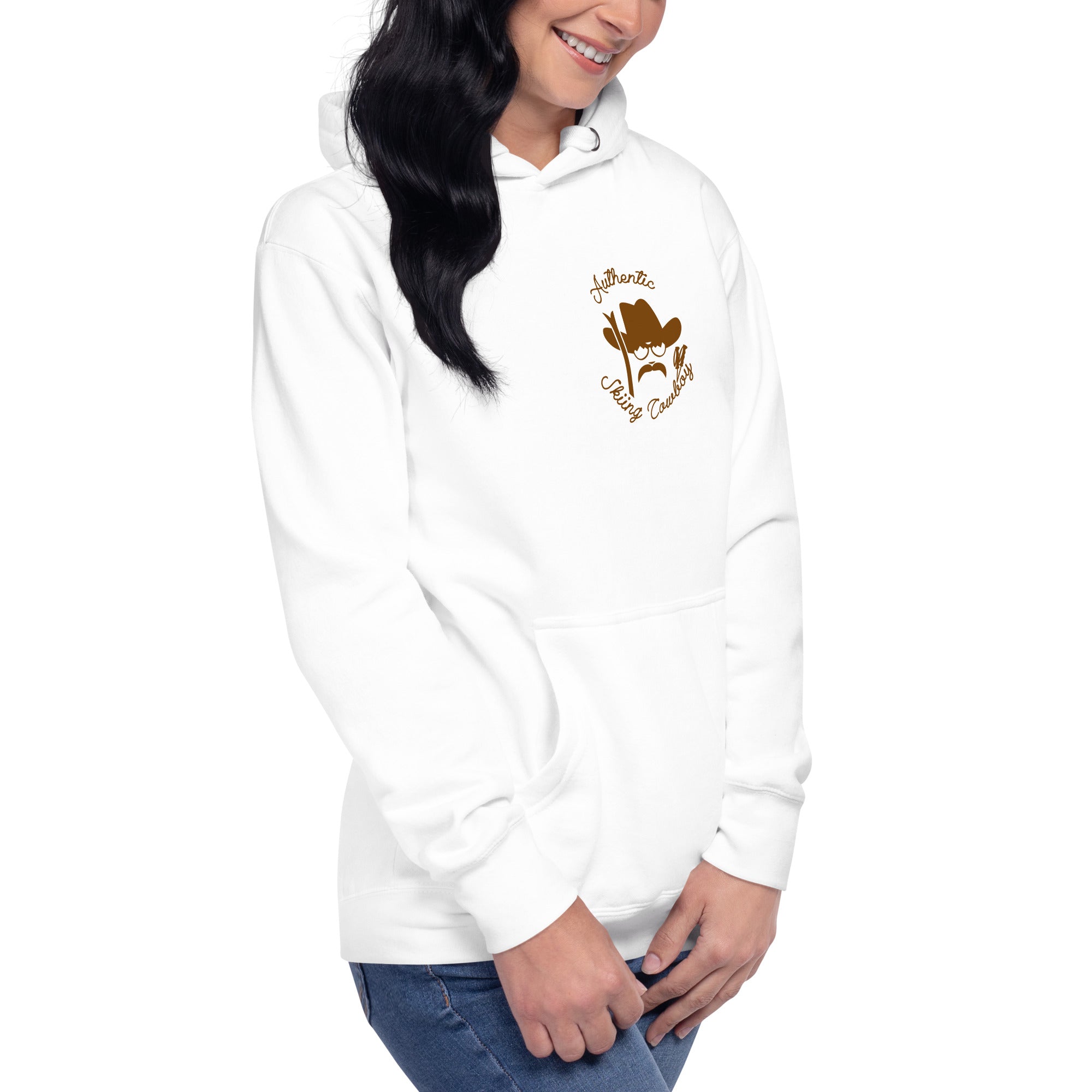 Sweat à capuche unisexe en coton Authentic Skiing Cowboy marron