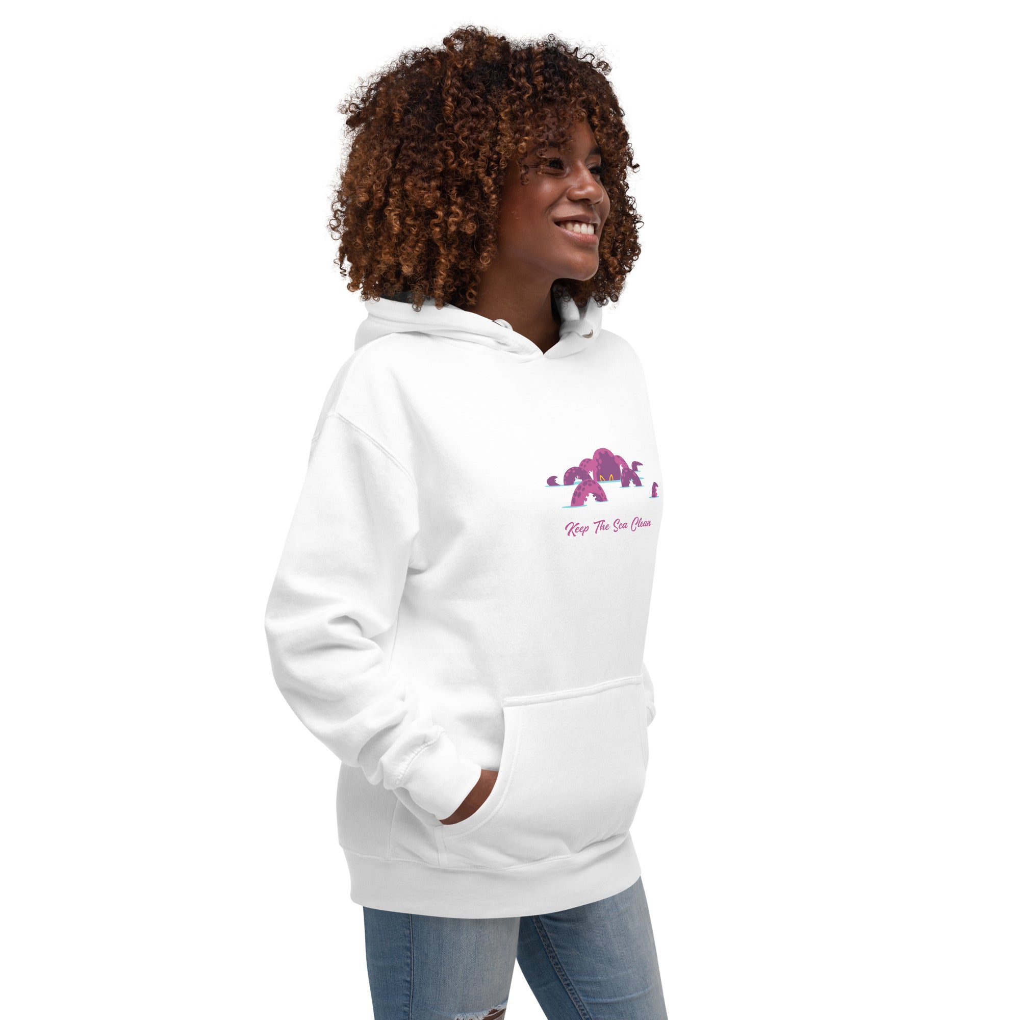 Sweat à capuche unisexe en coton Octopus Purple