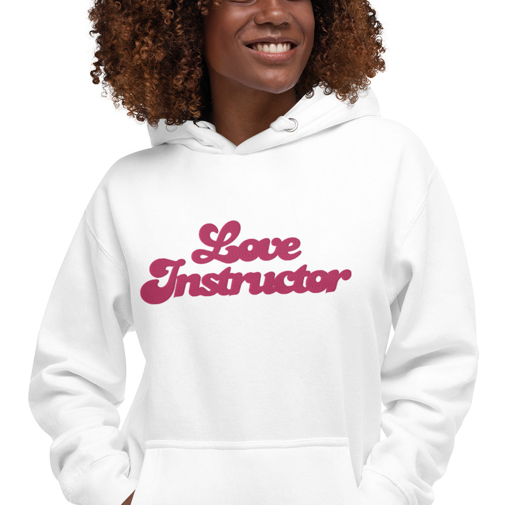 Sweat à capuche unisexe en coton Love Instructor grand motif brodé